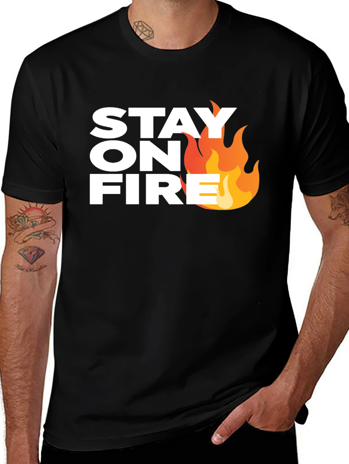 Variant 16 of Stay On Fire Graphic Tee - Black Casual T-Shirt