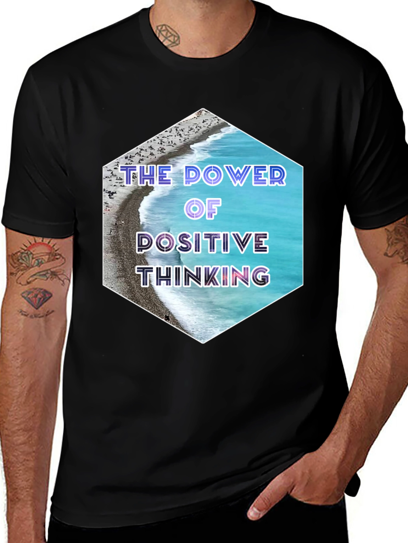 Variant 14 of Positive Thinking Hexagon Graphic T-Shirt