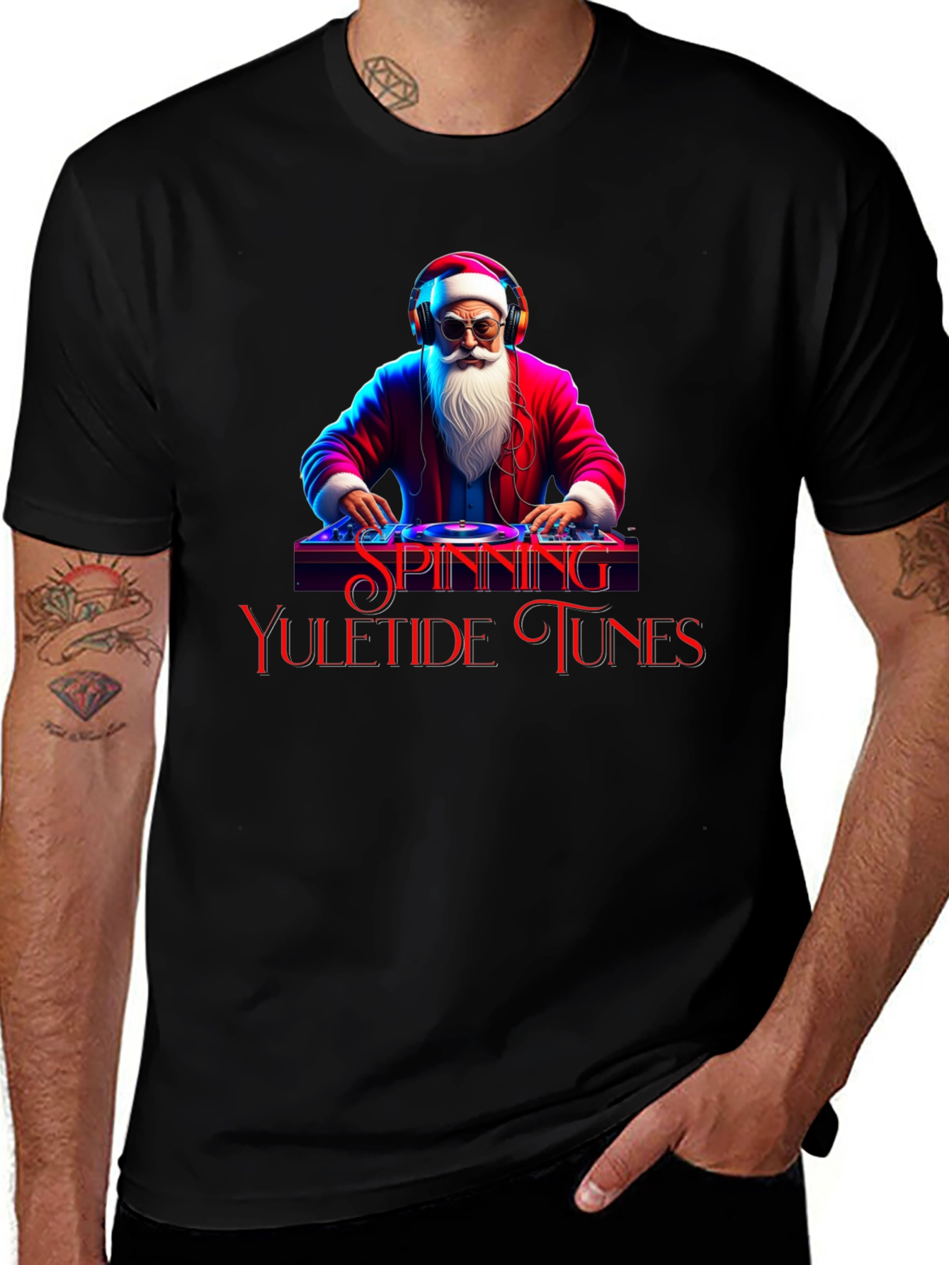 DJ Santa Spinning Yuletide Tunes T-Shirt