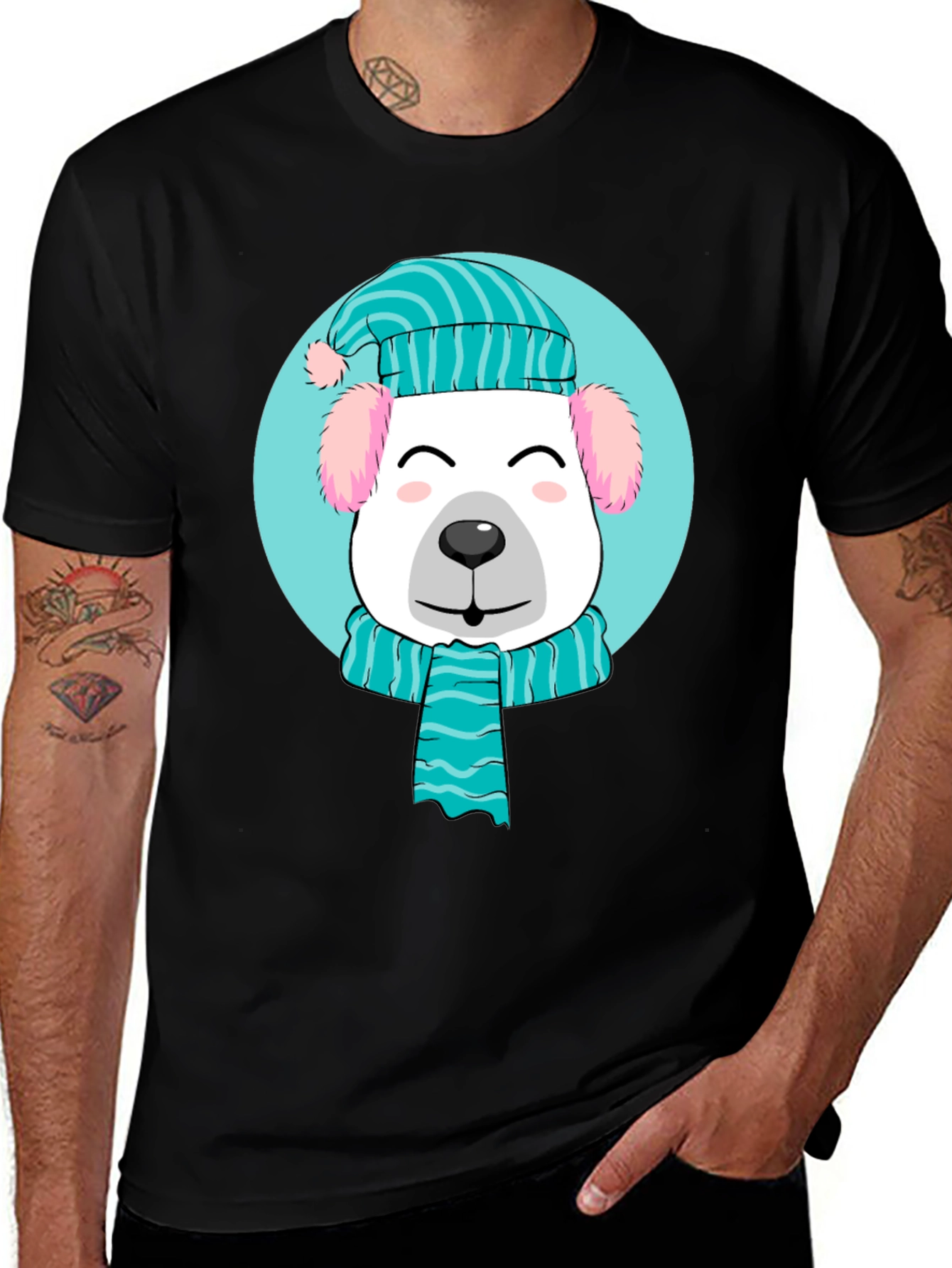 Variant 28 of Winter Pup Graphic Tee - Cute Holiday Style!