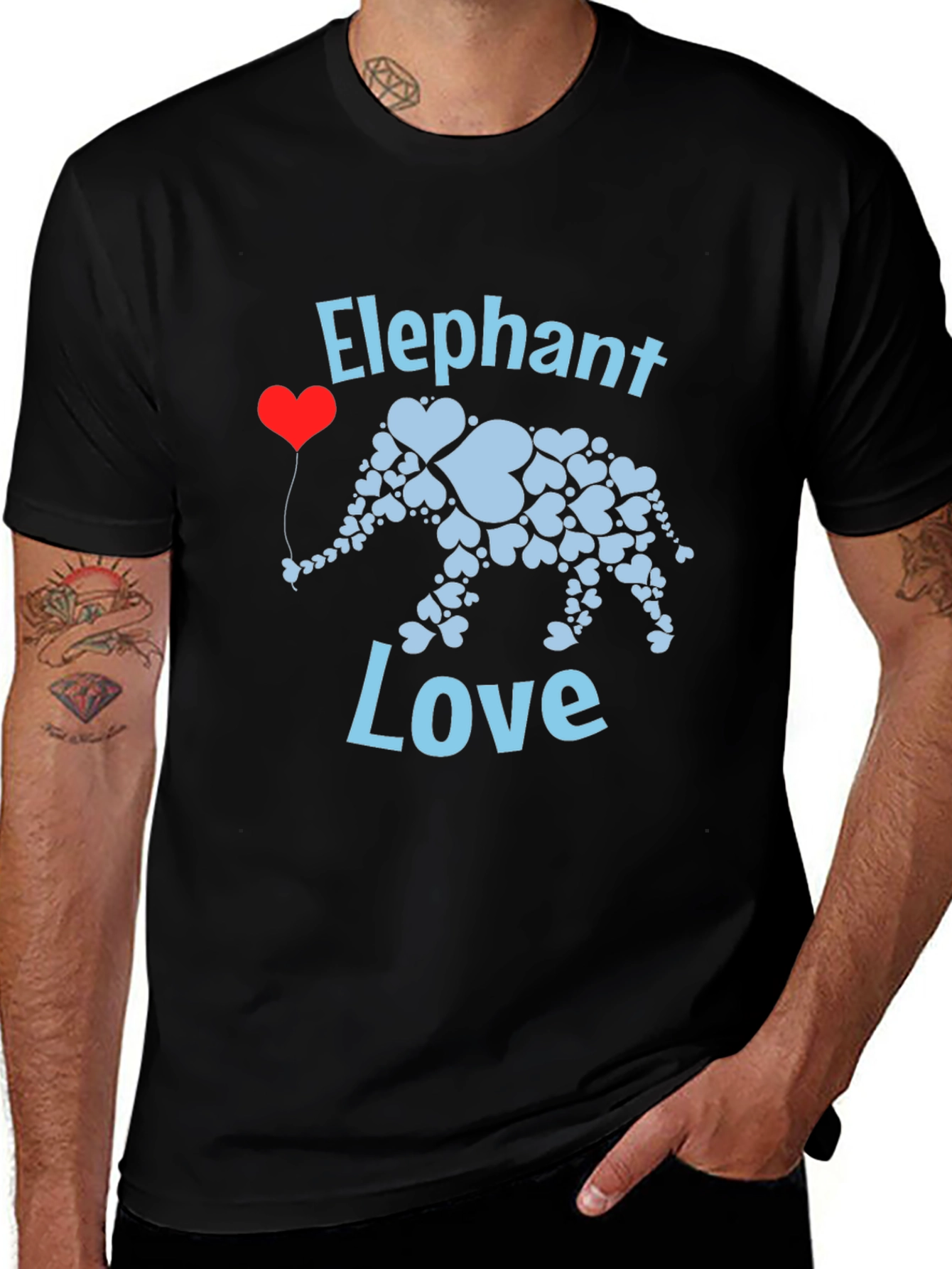 Variant 19 of Elephant Love Graphic Tee - Heart Design