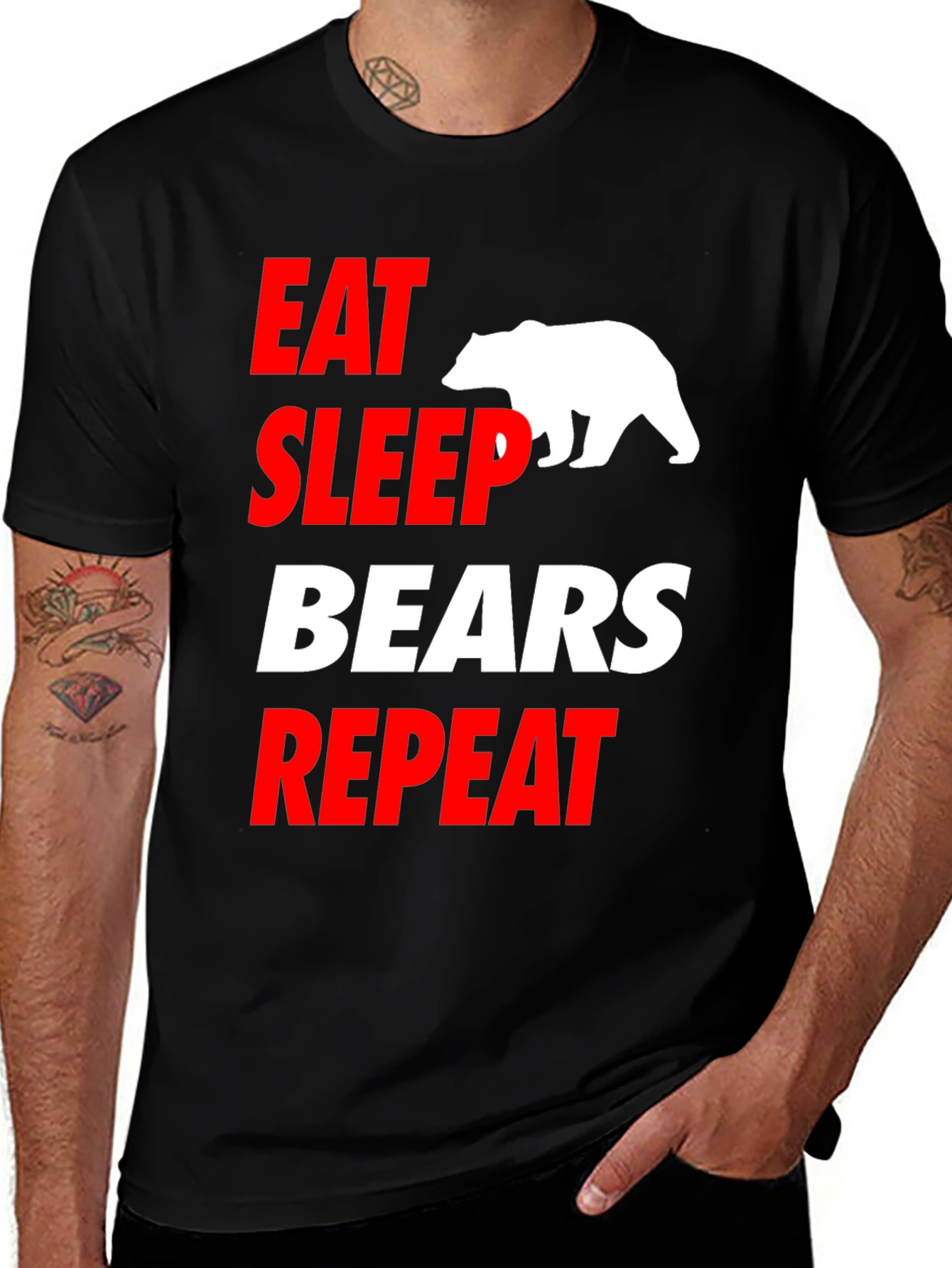 Eat Sleep Bears Repeat T-Shirt - Novelty Bear Lover Tee