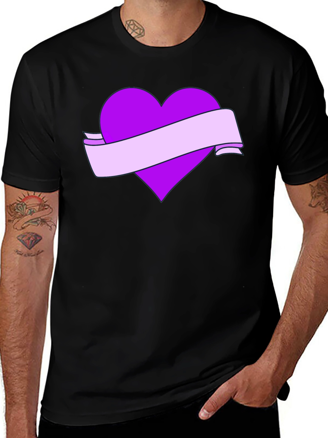 Variant 6 of Heart Banner Graphic T-Shirt - Black