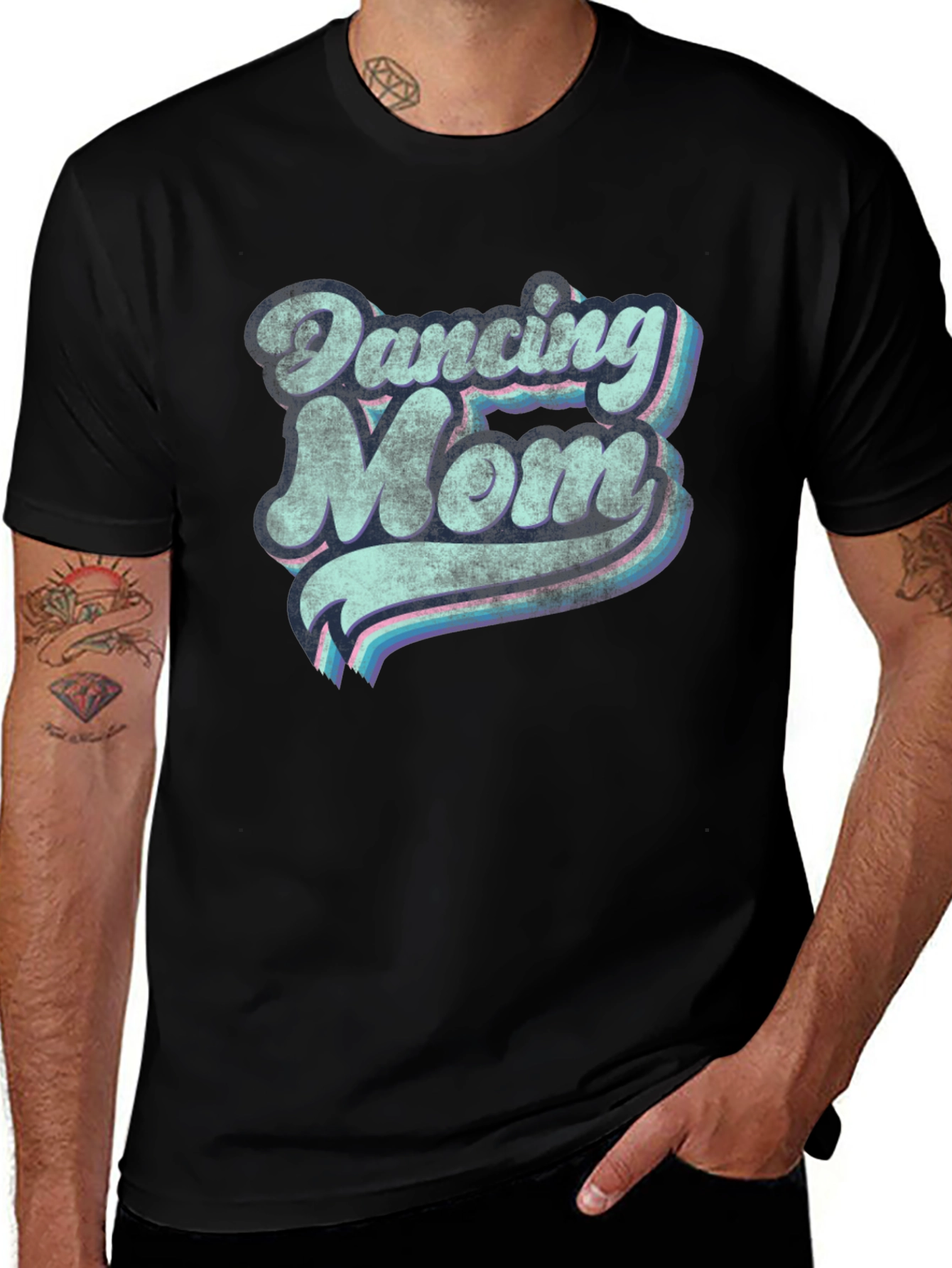 Dancing Mom Retro Graphic Tee - Black Cotton Comfort