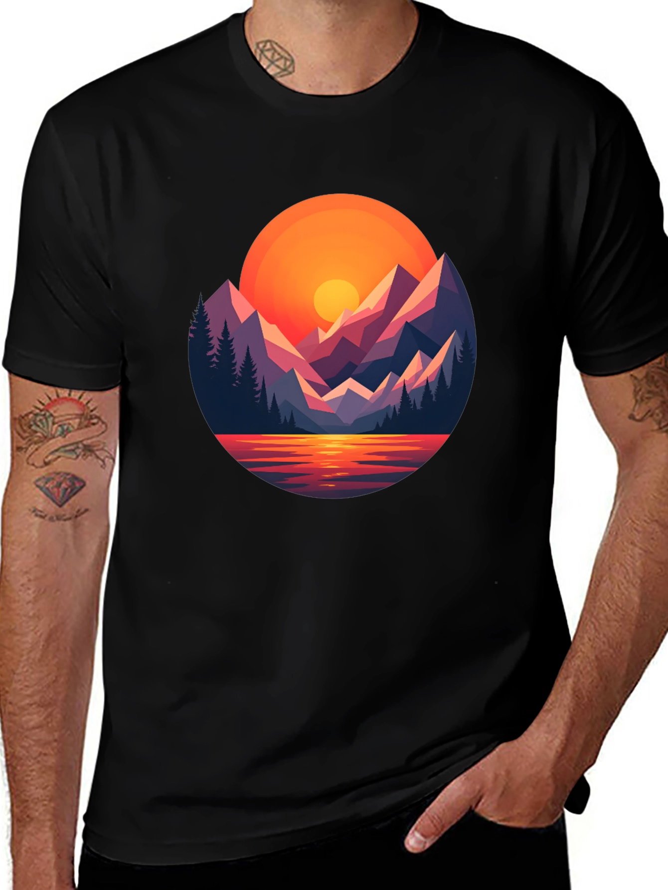 Variant 16 of Sunset Mountain Graphic Tee - Black