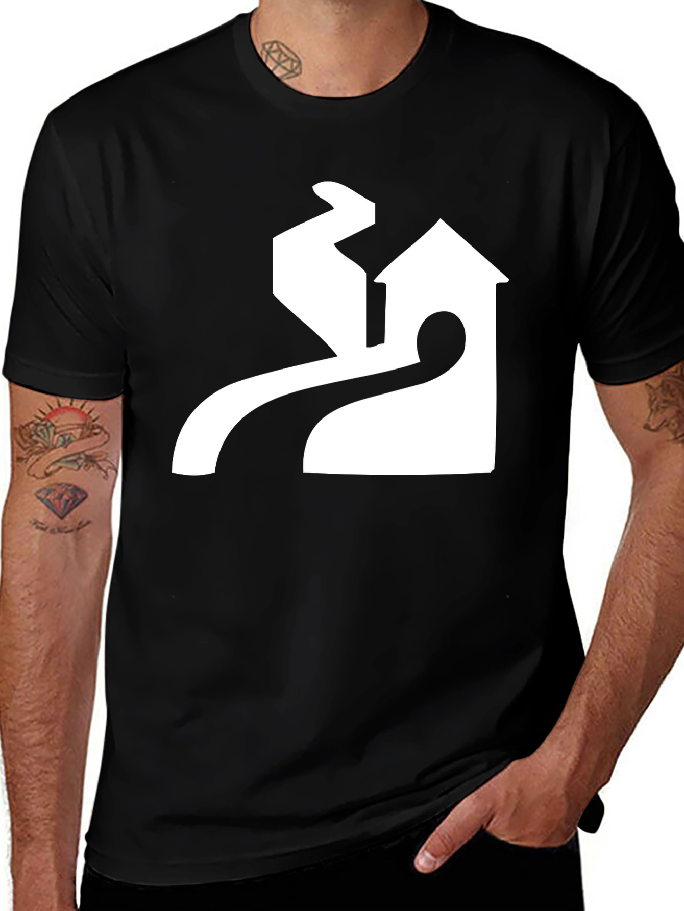 Variant 25 of Modern Black T-Shirt with Abstract White Graphic
