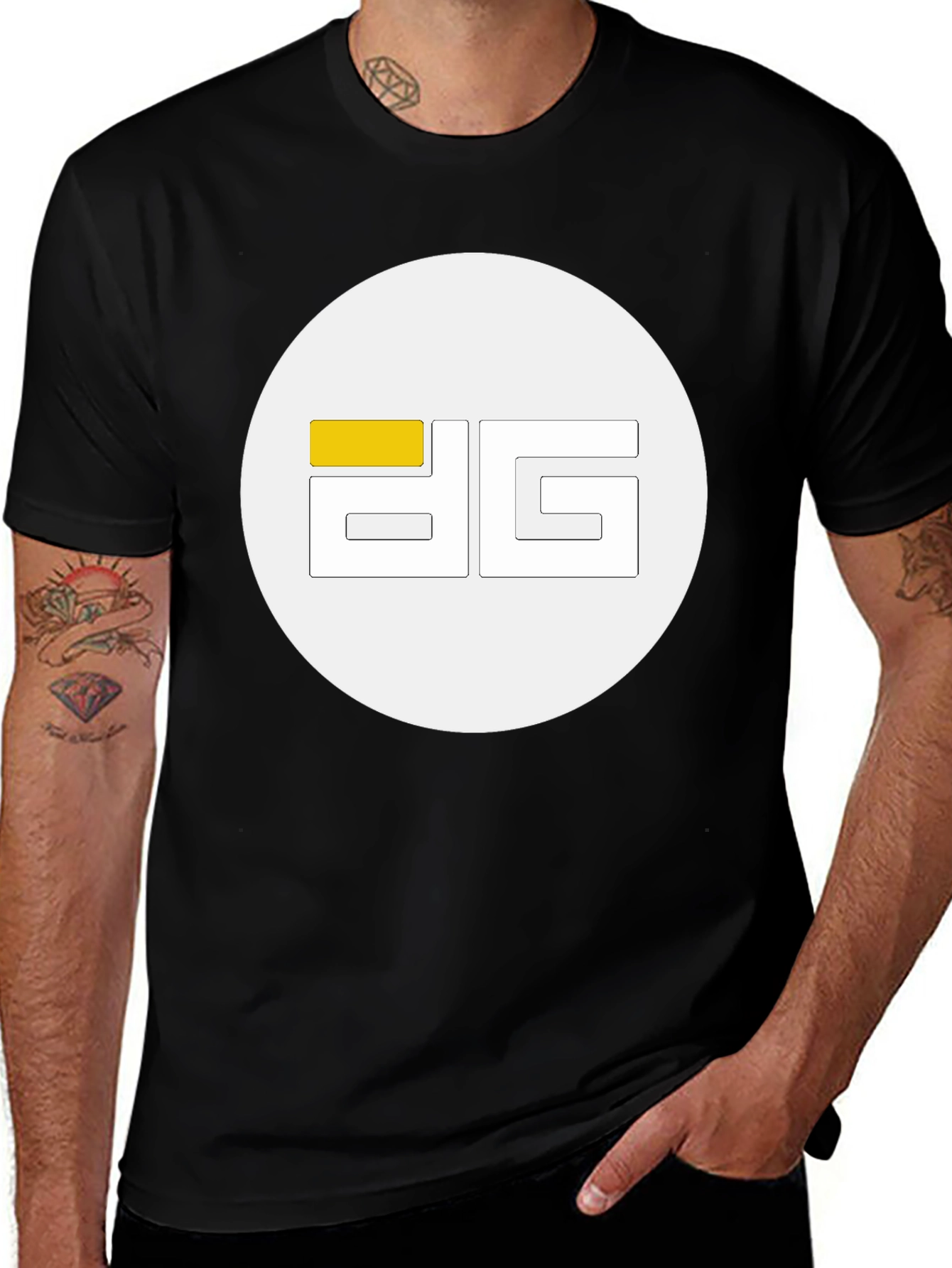 Variant 21 of Modern Black Tee with Geometric Logo