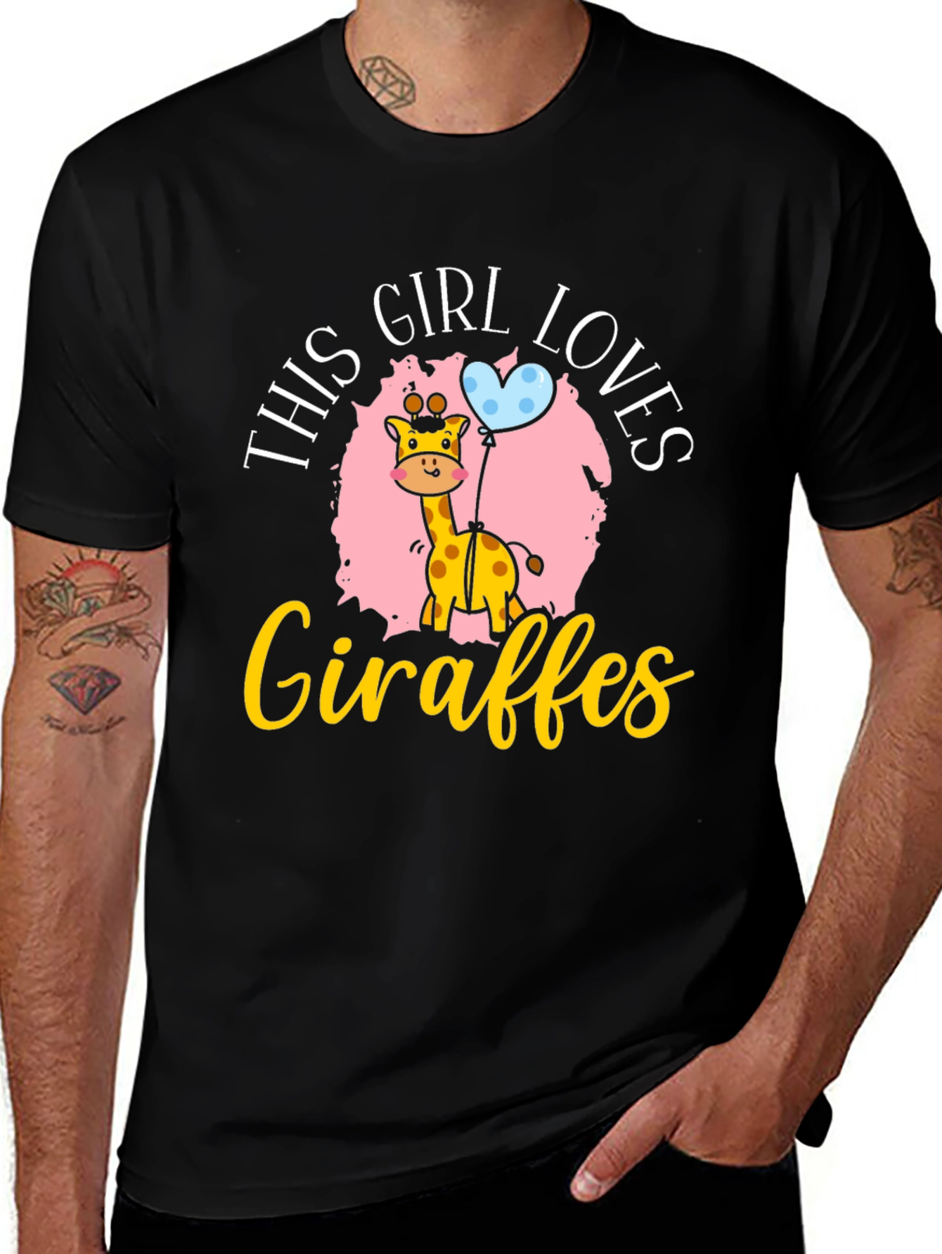 Black Girl Loves Giraffes T-Shirt main image