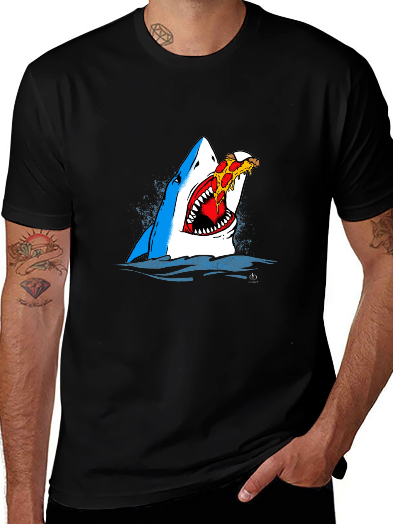 Variant 9 of Shark Pizza T-Shirt - Mens Crew Neck