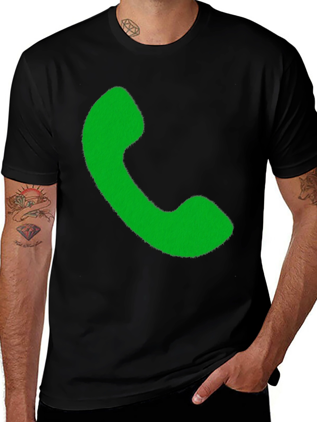 Variant 5 of Retro Phone Graphic Tee - Black Cotton T-Shirt