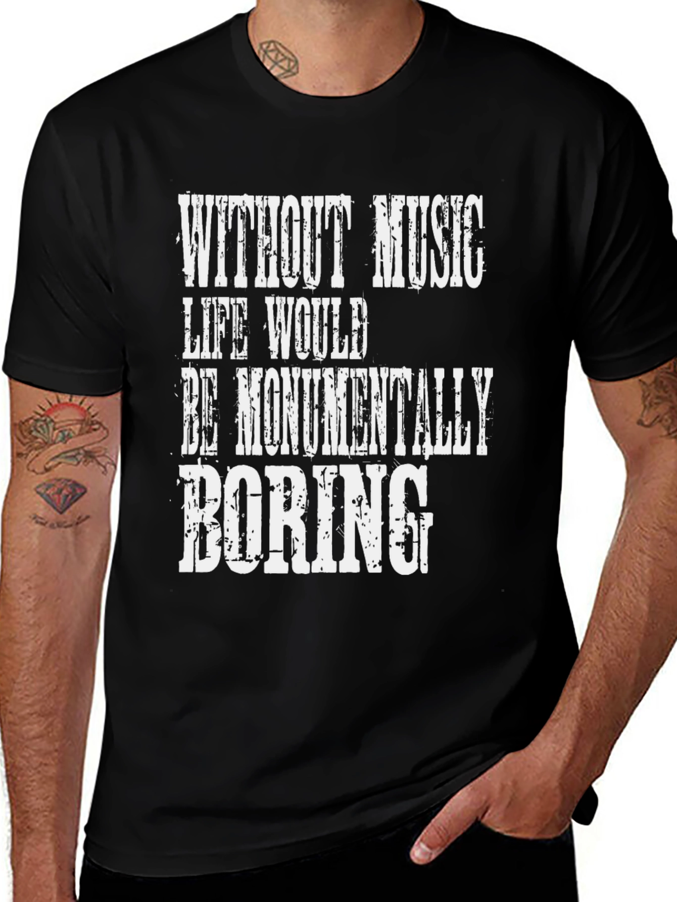 Variant 20 of Without Music Life Would Be Monumentally Boring Black T-Shirt