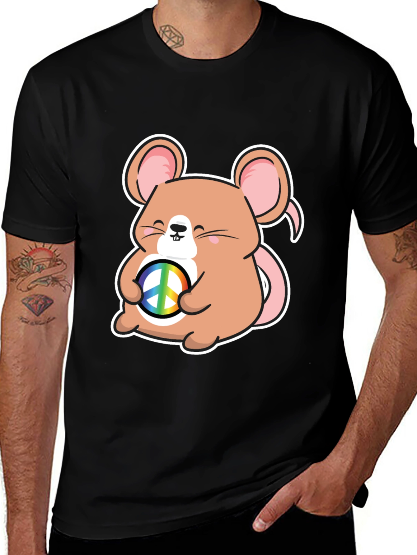 Variant 5 of Peace Mouse Black T-Shirt