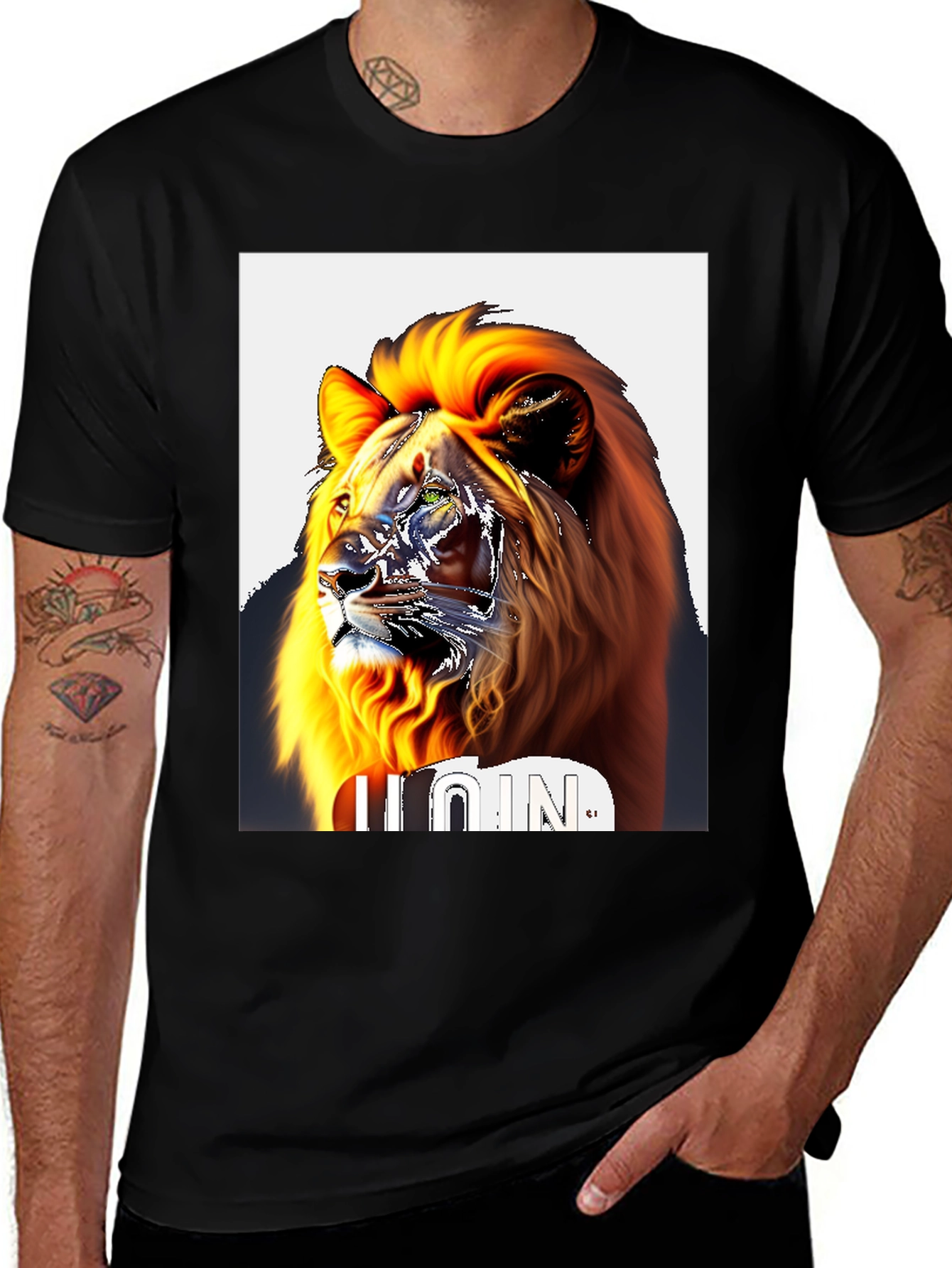 Variant 23 of Lion Graphic Black T-Shirt - Bold Statement Tee