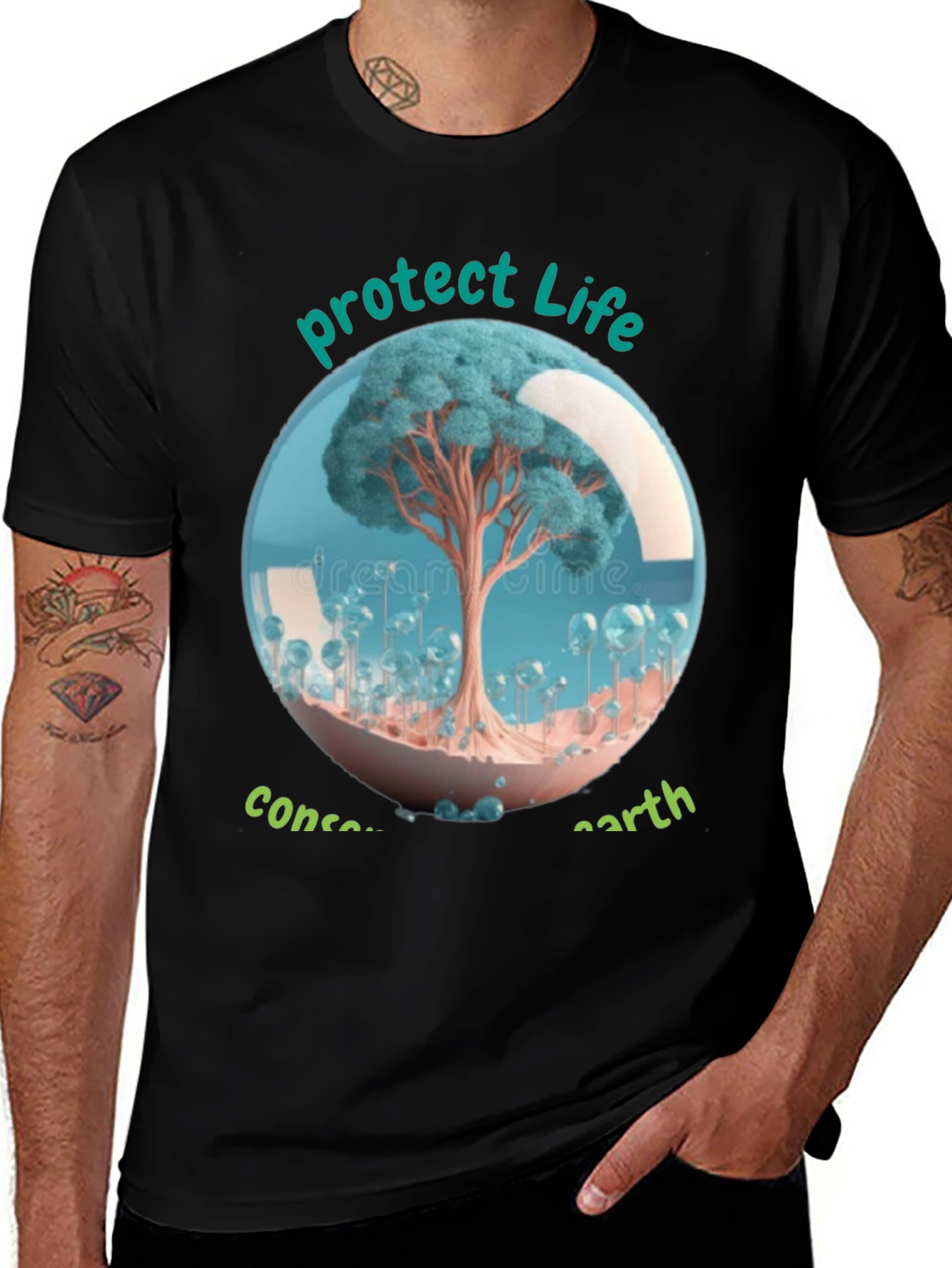 Variant 28 of Eco-Friendly 'Protect Life' Graphic Tee