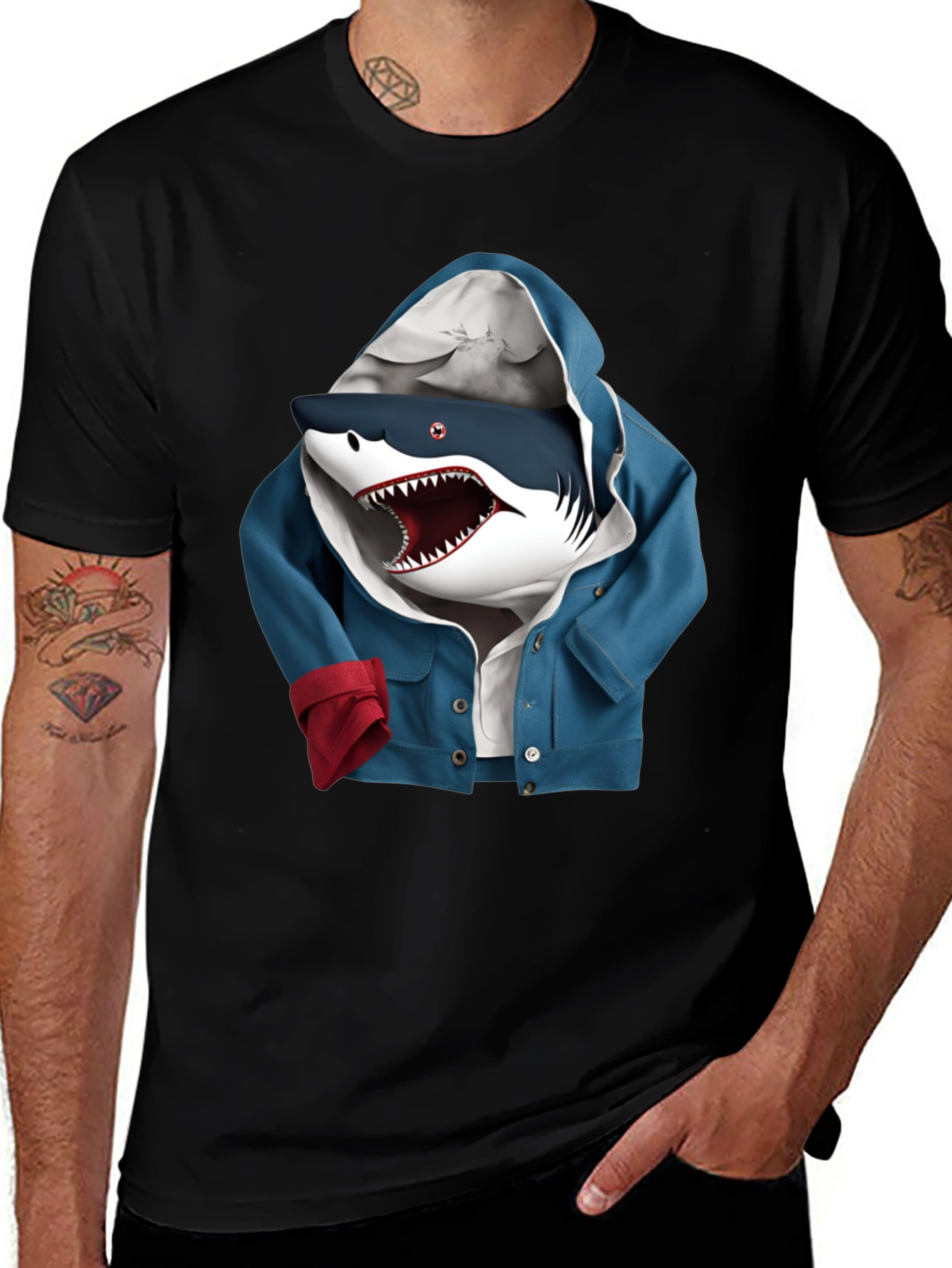 Variant 19 of Shark in Jacket T-Shirt - Unique Graphic Tee