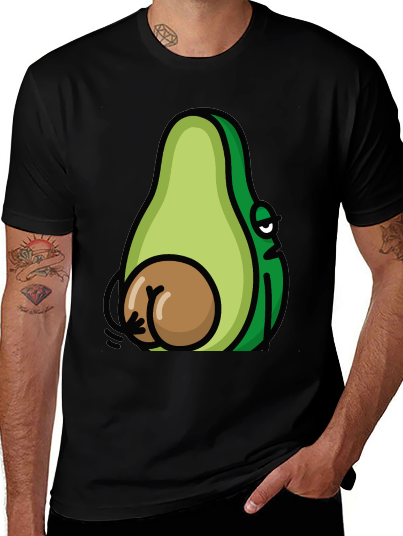 Variant 25 of Funny Avocado Booty T-Shirt - Black