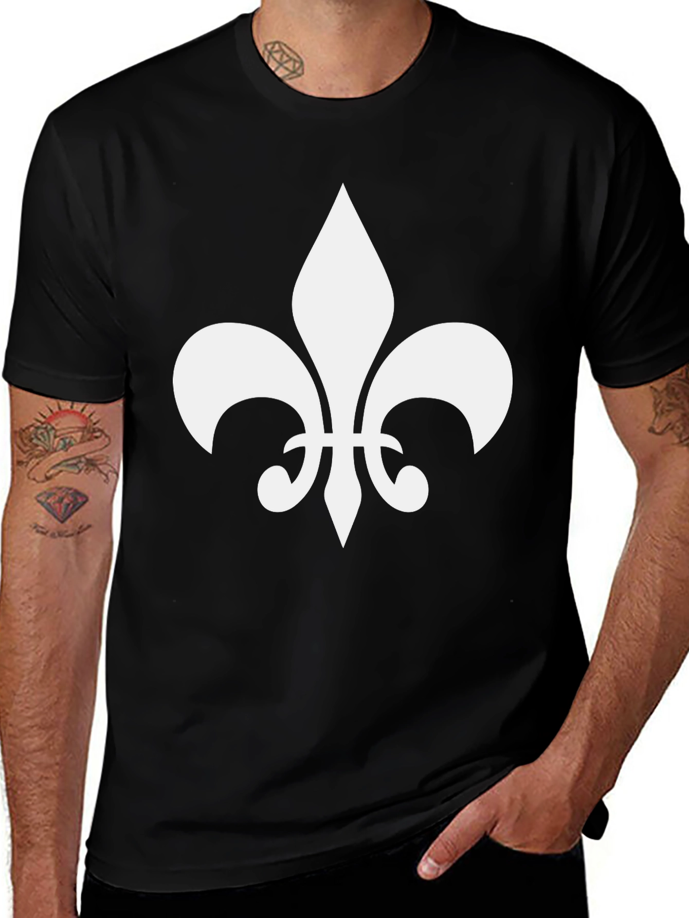 Fleur-de-Lis Graphic Tee - Stylish Black T-Shirt