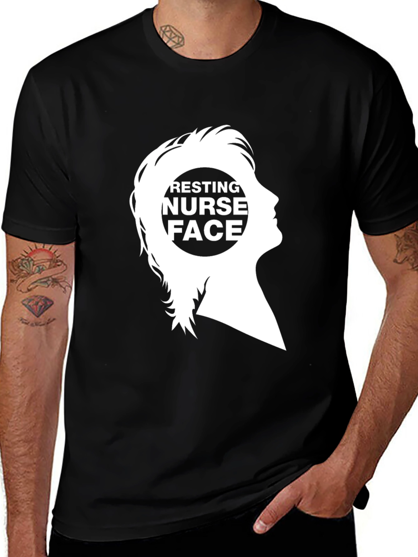 Resting Nurse Face Graphic Tee - Black Cotton T-Shirt