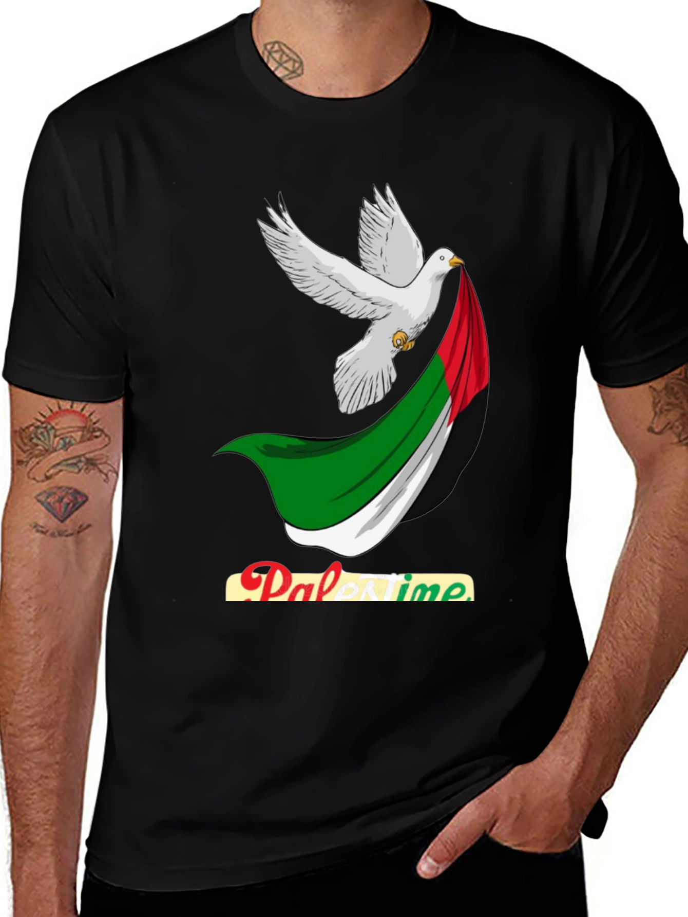 Palestine Flag Peace Dove Graphic Tee