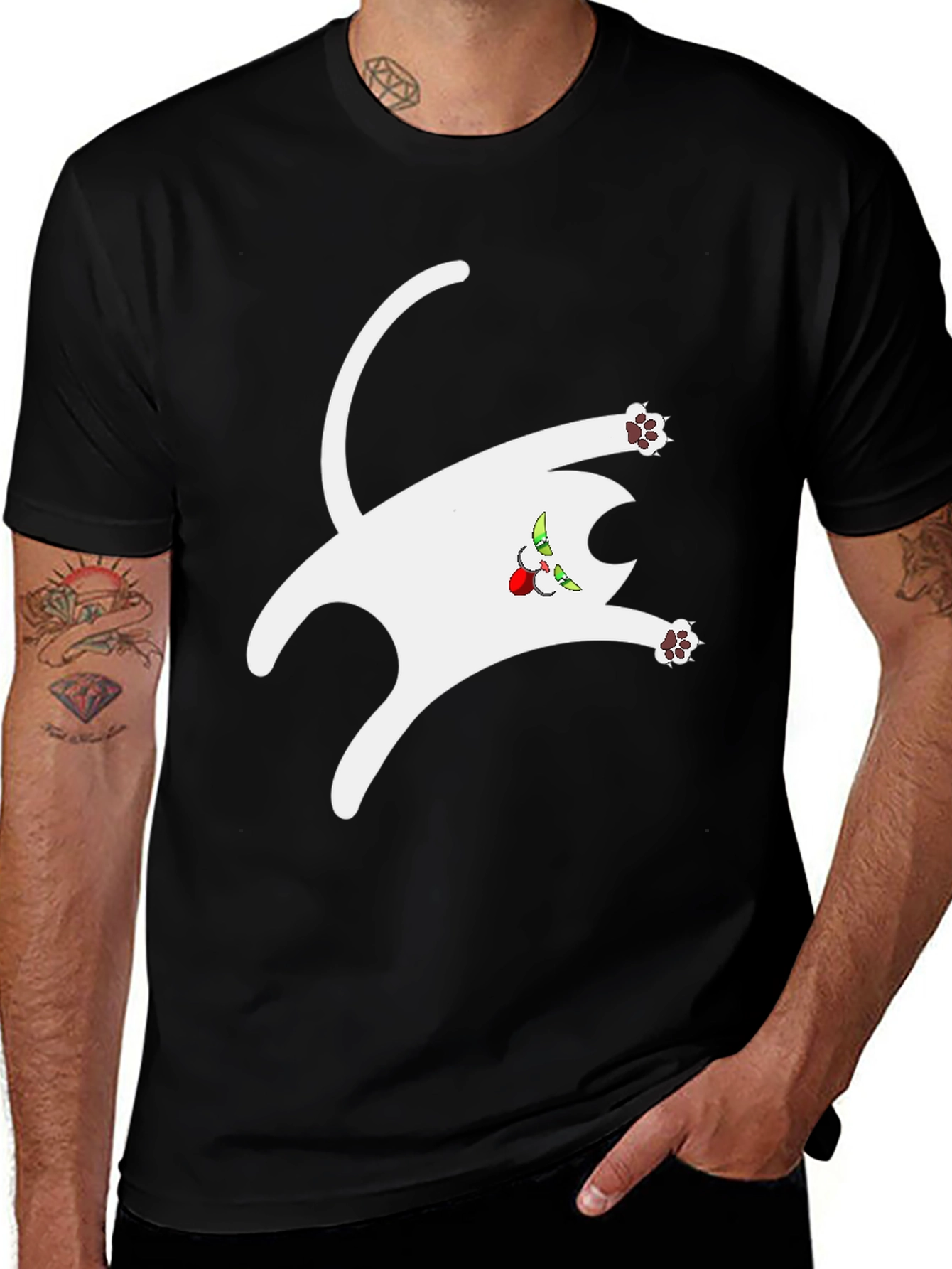 Variant 2 of Funny Cat Graphic Tee - Black Cotton T-Shirt