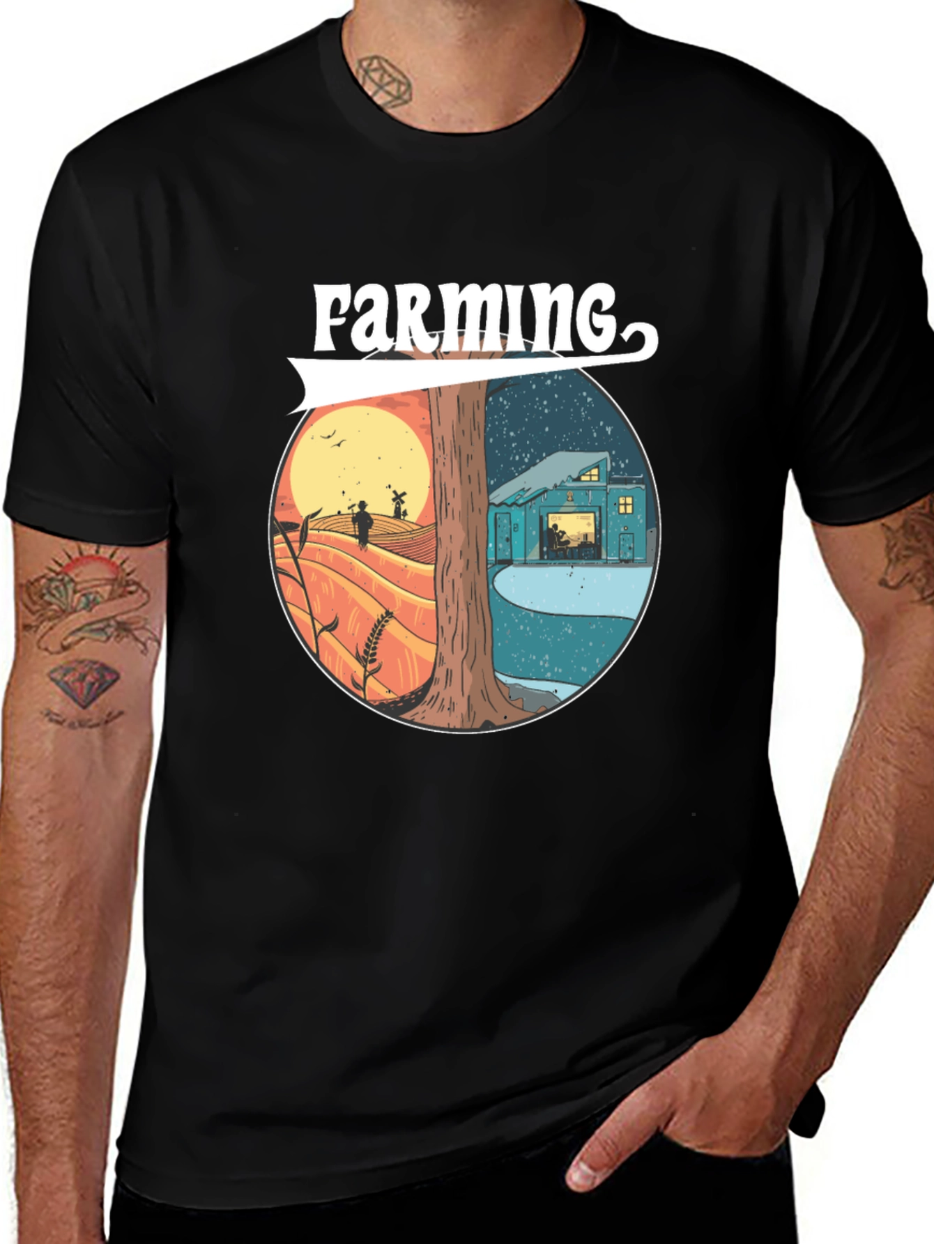 Variant 16 of Farming Day & Night Graphic T-Shirt