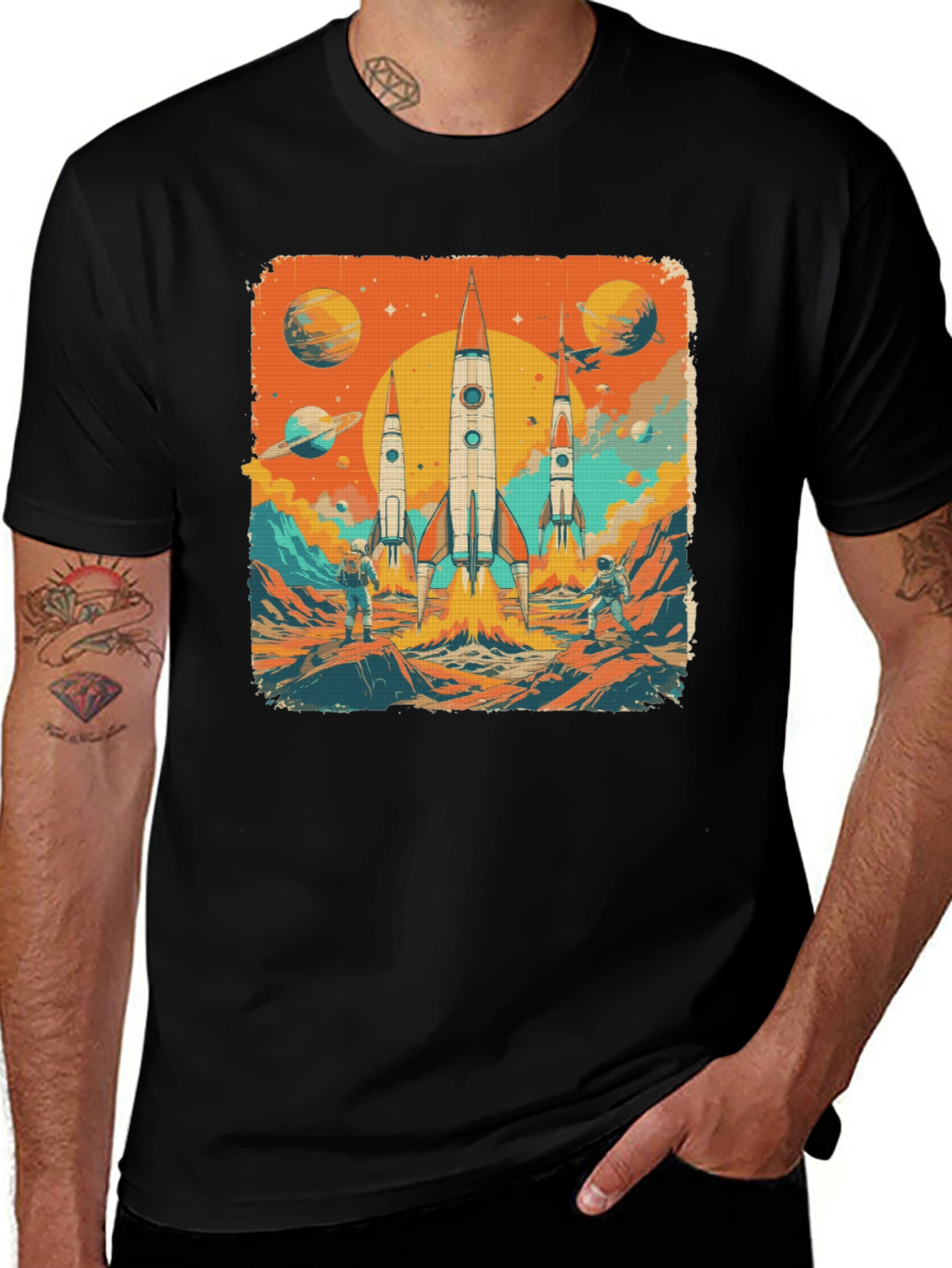 Variant 6 of Retro Space Rocket T-Shirt