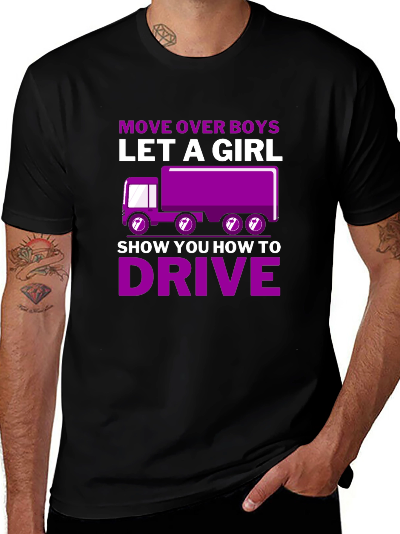Variant 19 of Move Over Boys Trucker T-Shirt - Funny Girl Driver Tee