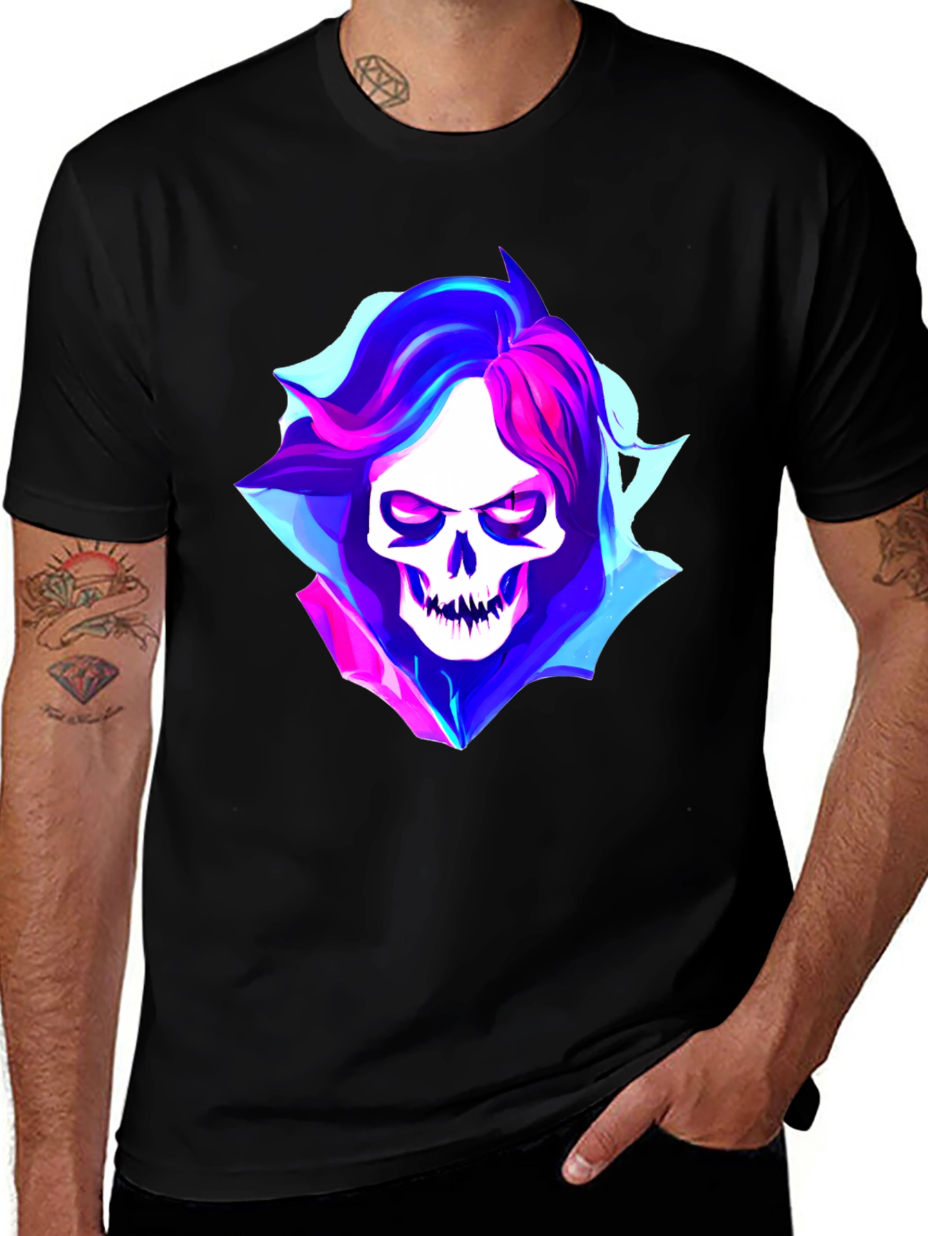 Variant 2 of Skull Graphic Print Black T-Shirt
