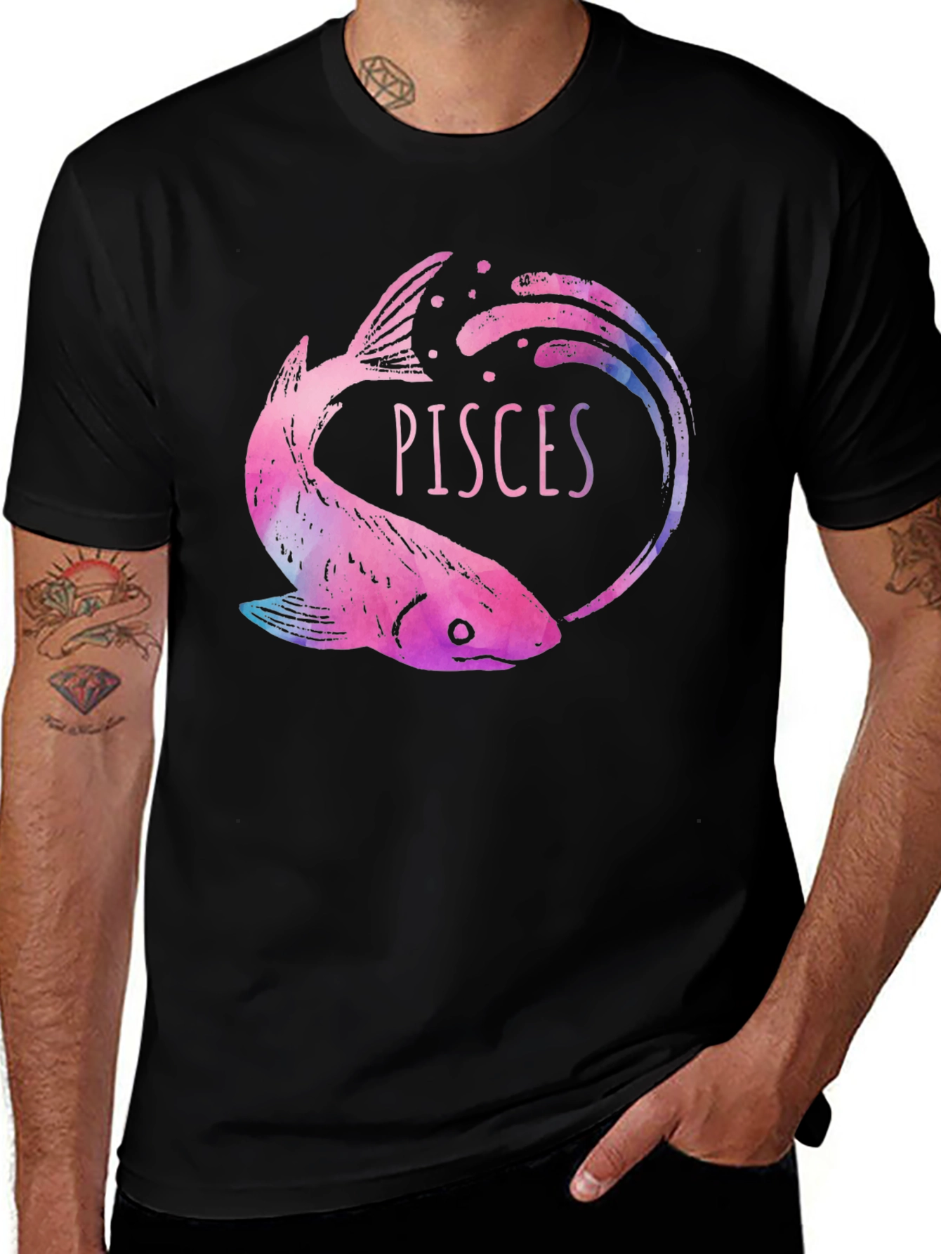 Variant 18 of Pisces Zodiac Black Graphic Tee
