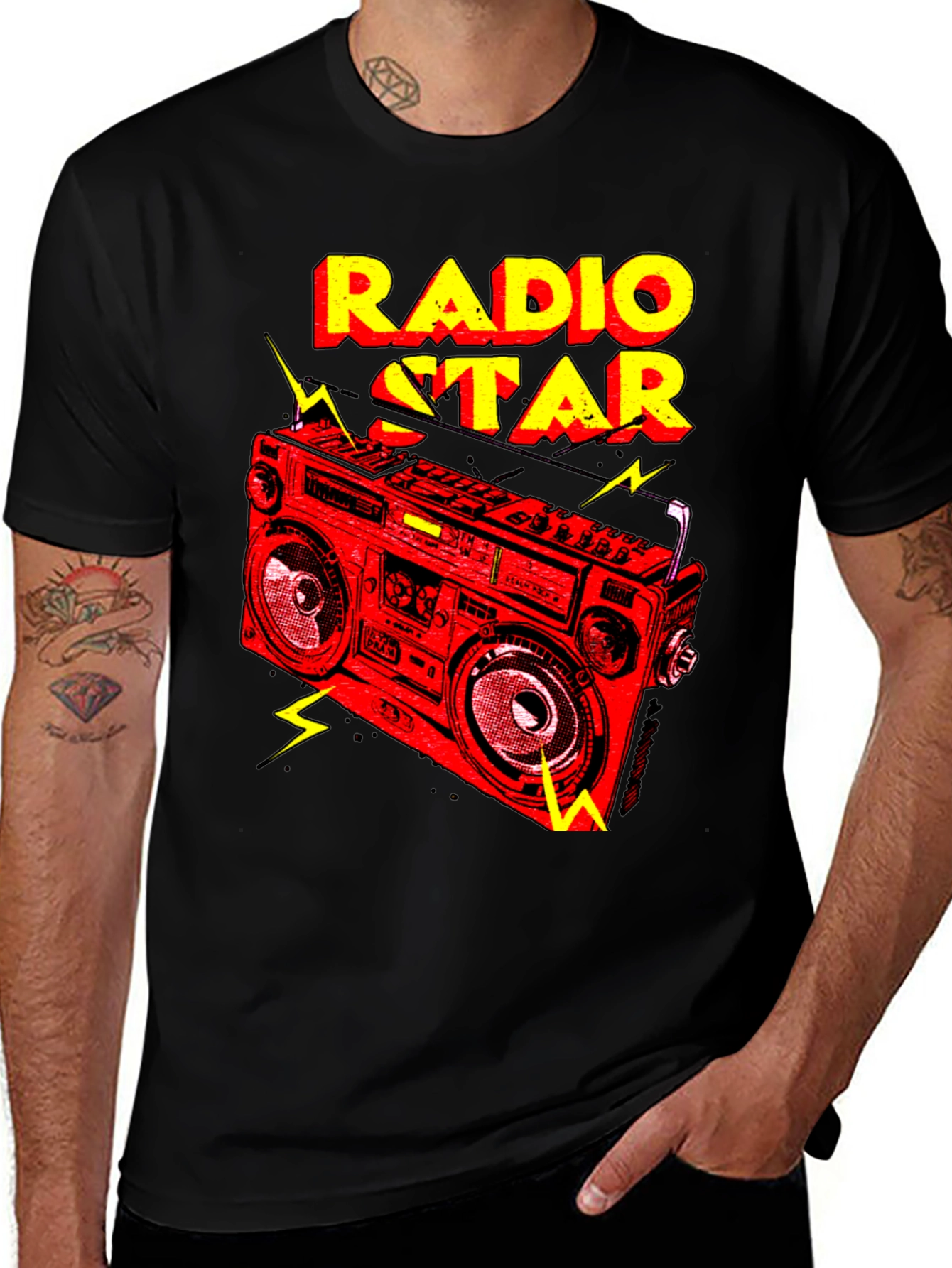 Variant 3 of Radio Star Graphic Tee - Retro Boombox Design