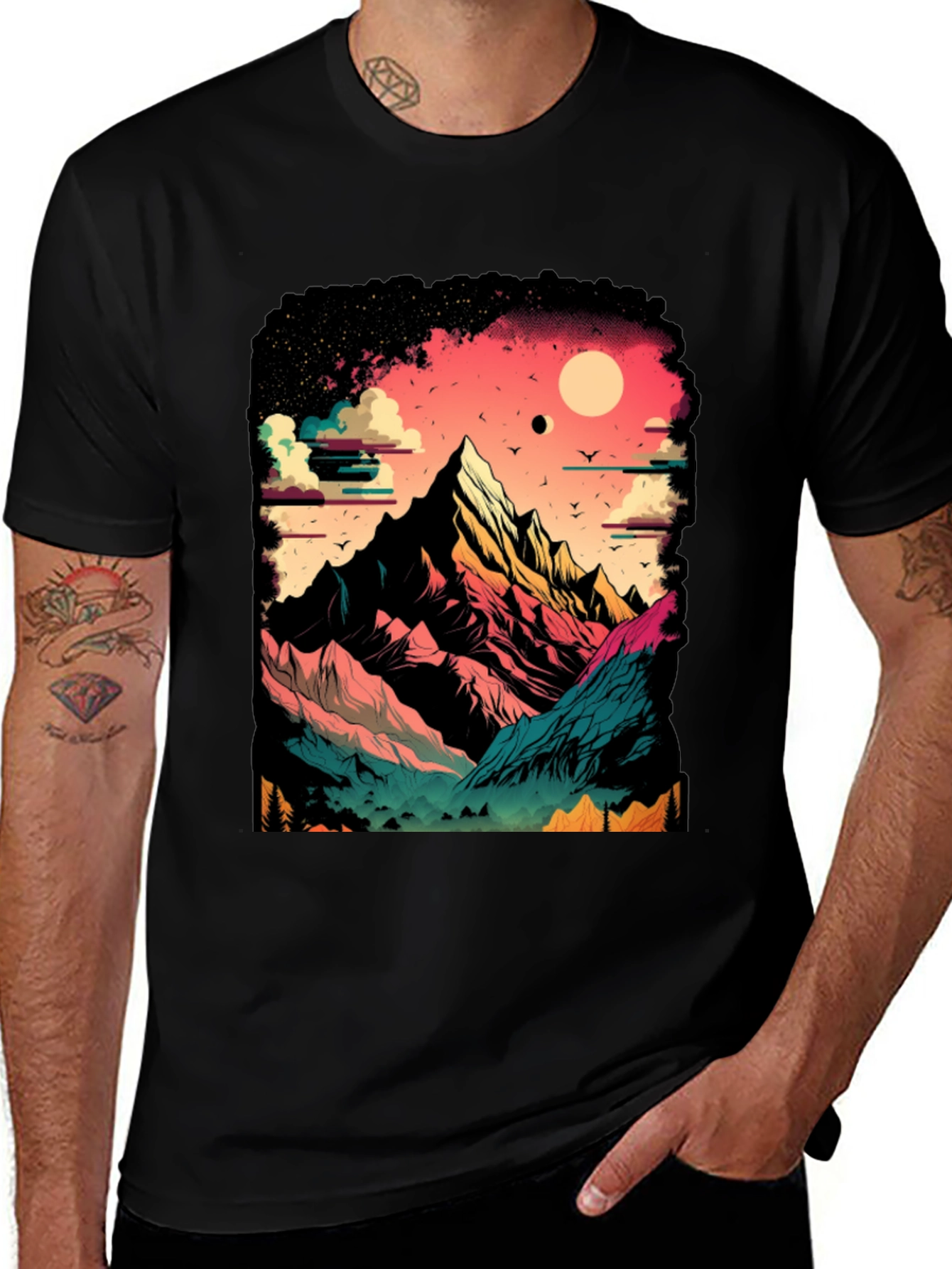 Variant 5 of Mountain Graphic Tee - Nature Lover's Black T-Shirt