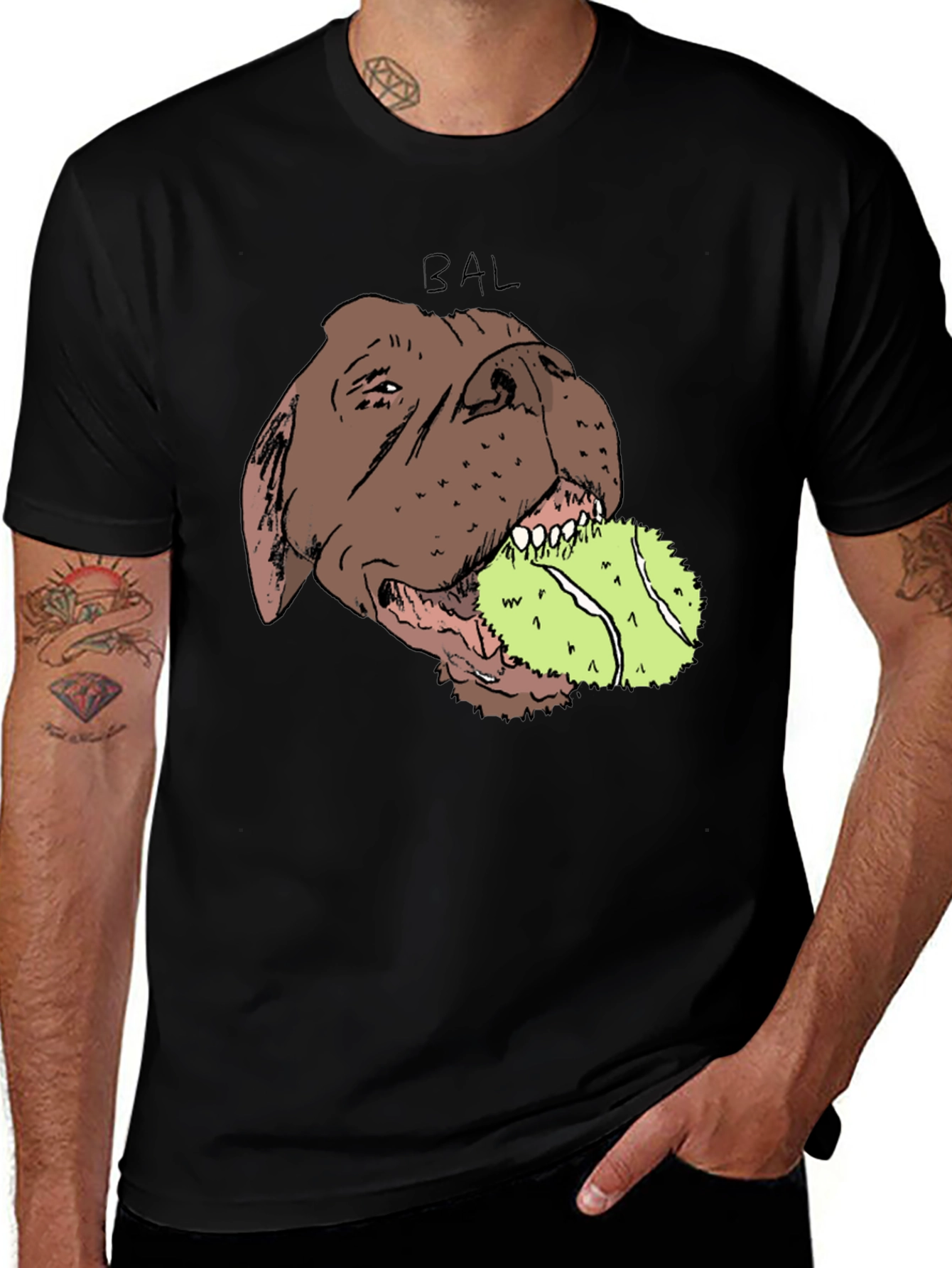 Variant 22 of Dog with Tennis Ball Graphic Tee - Black