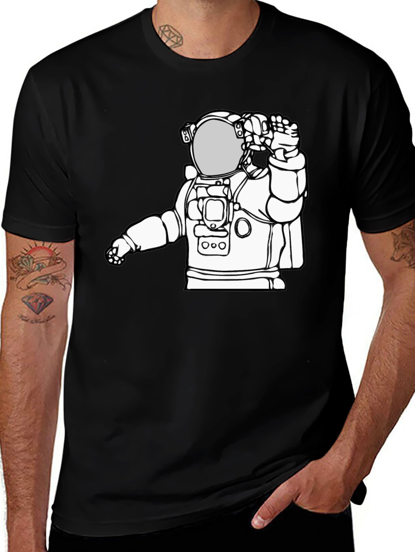Variant 3 of Astronaut Graphic Tee - Black Cotton T-Shirt