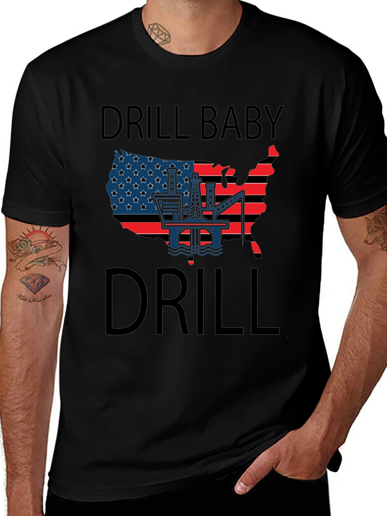 Variant 15 of Drill Baby Drill T-Shirt - Patriotic USA Oil Rig Design