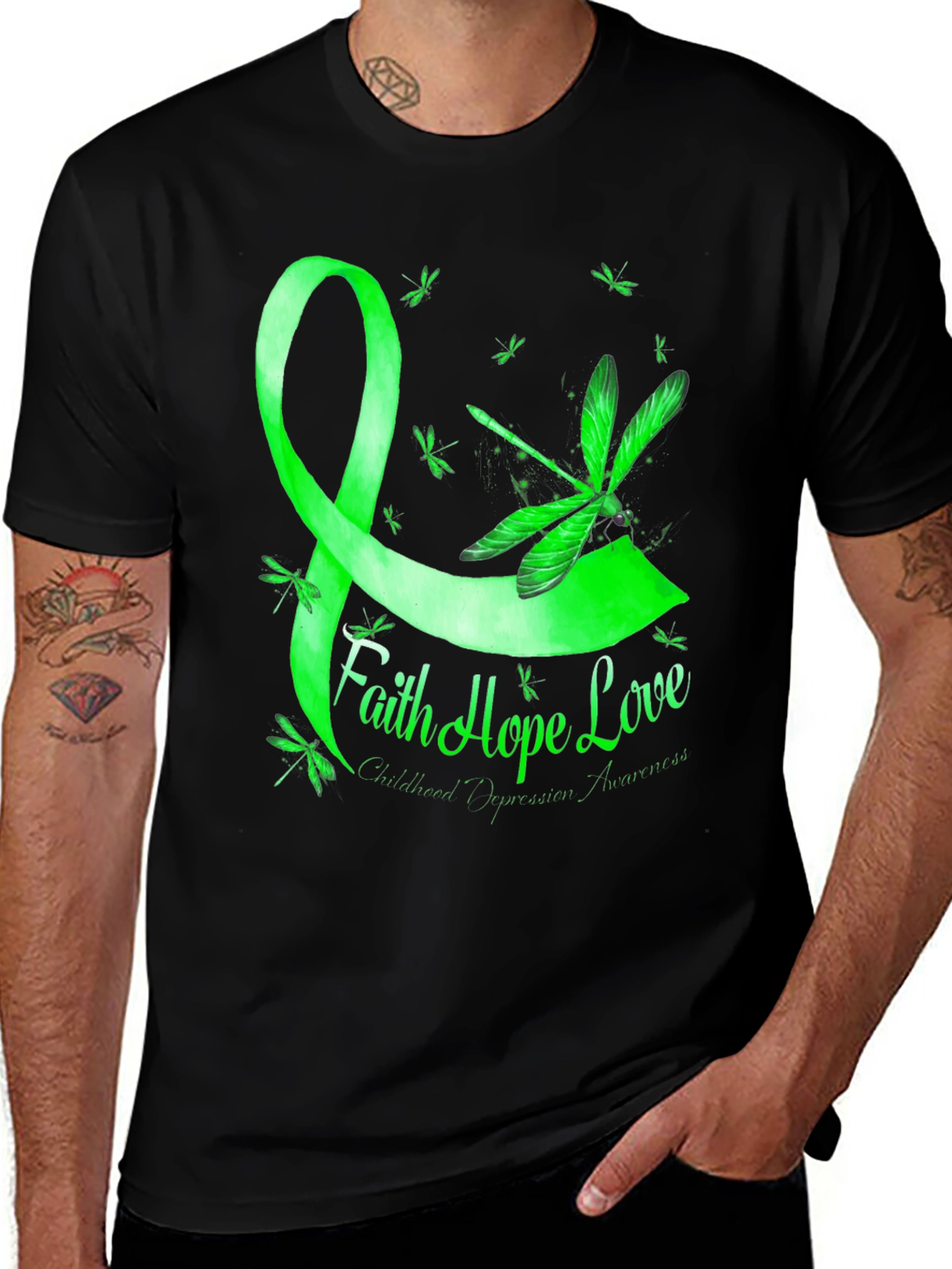 Variant 12 of Faith Hope Love Childhood Depression Awareness T-Shirt