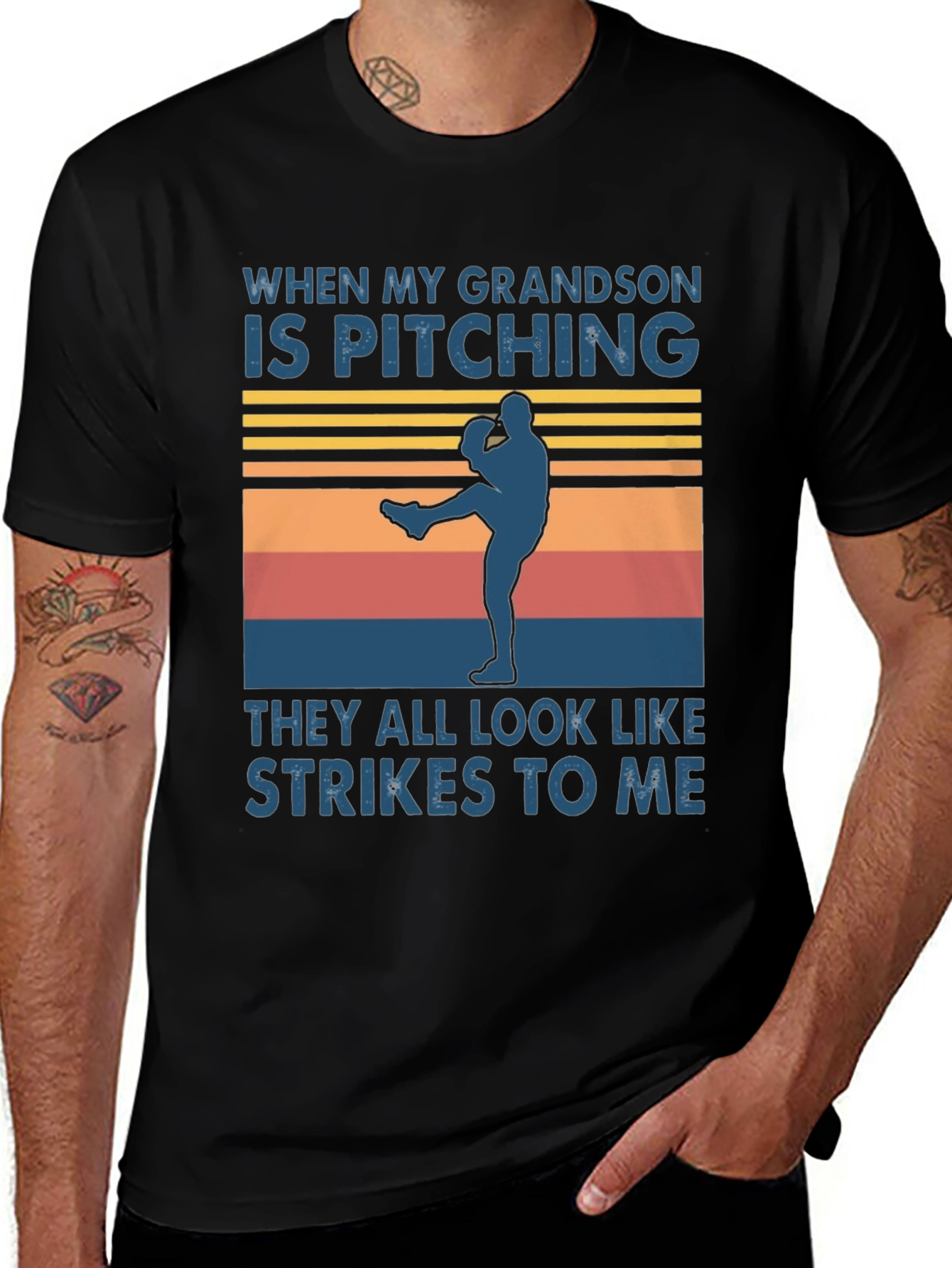 Variant 23 of Grandson Pitching T-Shirt Baseball Grandpa Tee