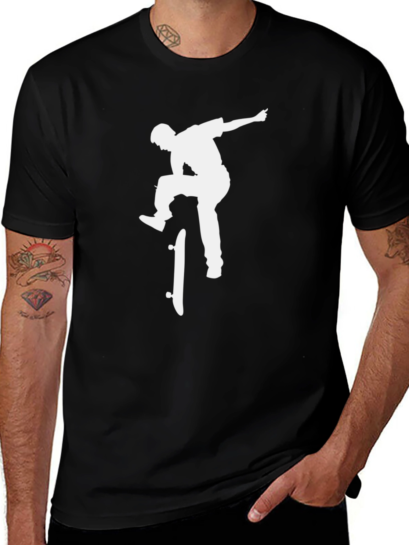 Variant 23 of Skateboarder Graphic Tee - Black Cotton Blend
