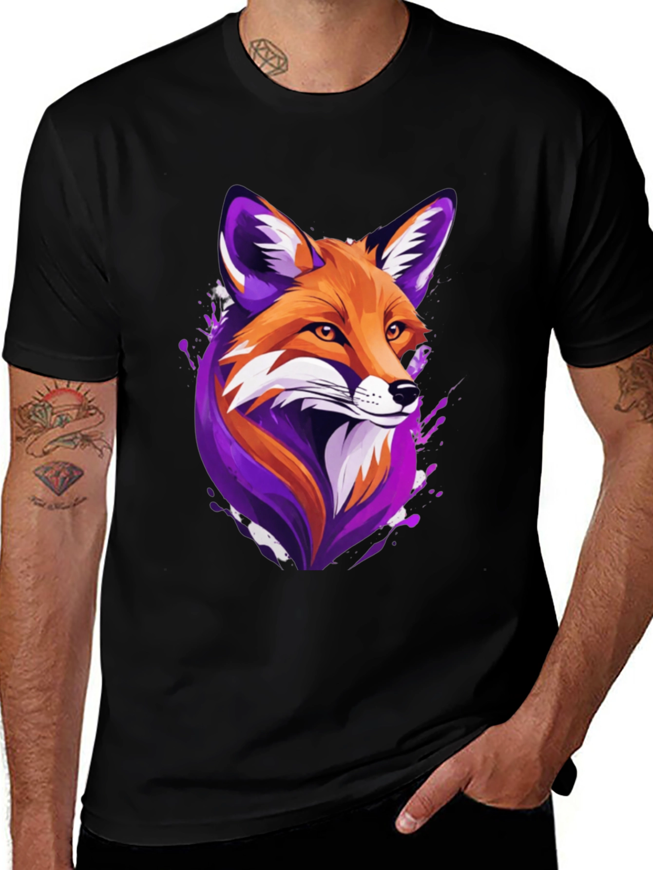 Variant 21 of Fox Graphic Tee - Unique Animal Design, Soft Cotton Blend