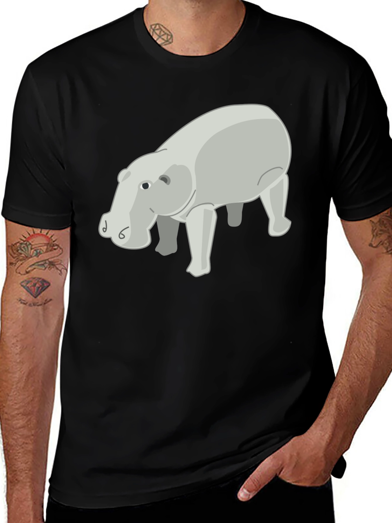 Variant 3 of Hippo Graphic Print Tee - Stylish Casual Wear