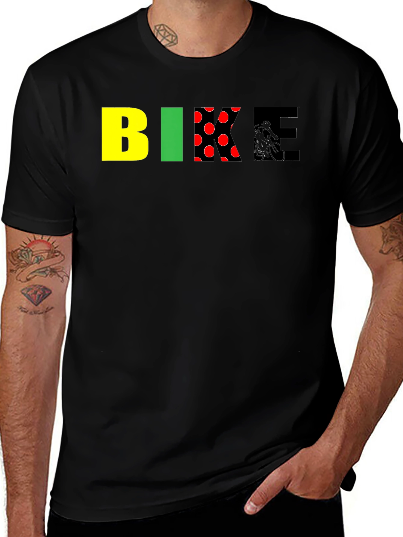 Black Bike Graphic Tee - Black Cotton Blend main image