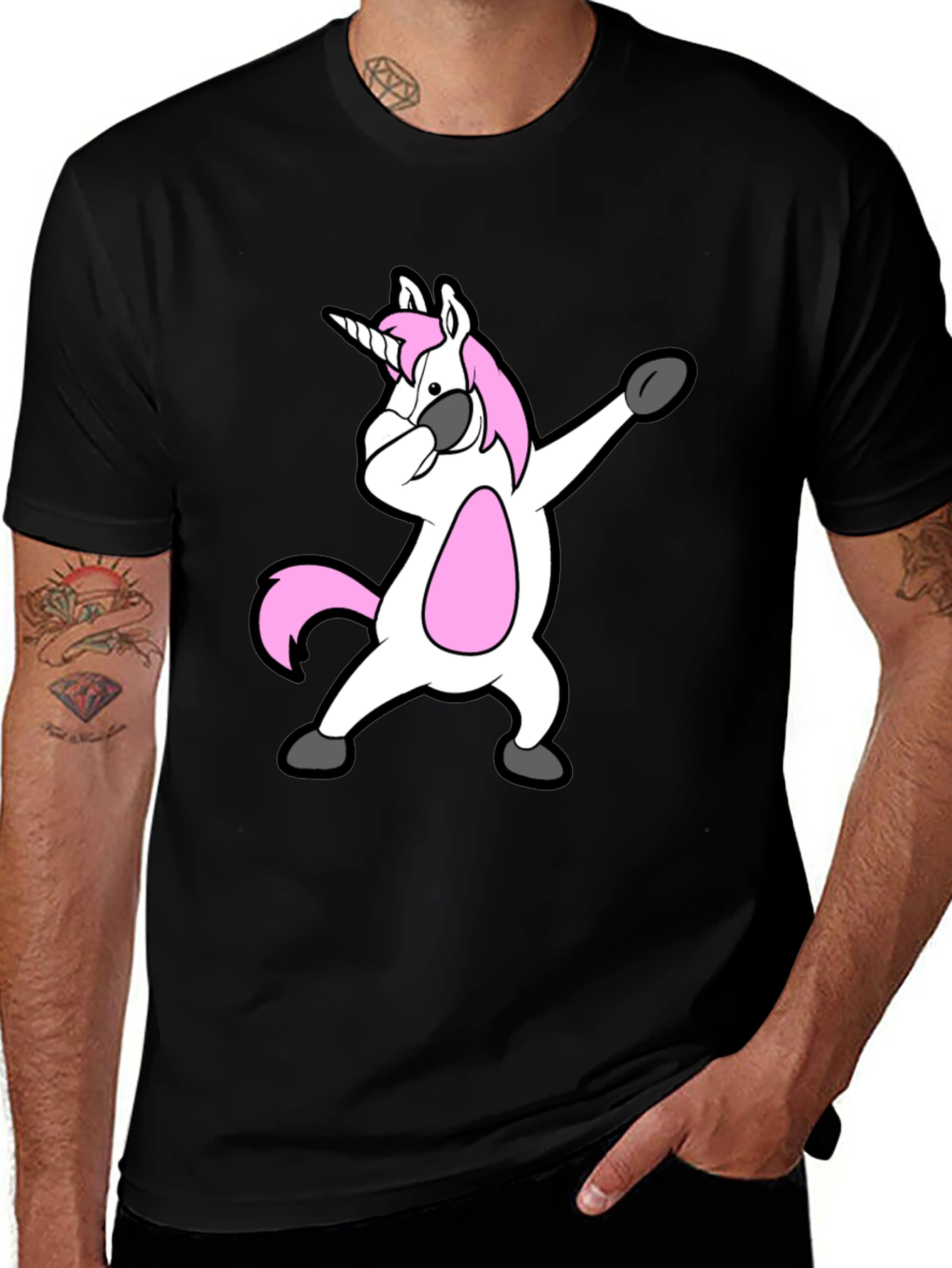 Variant 9 of Dabbing Unicorn Black T-Shirt - Fun Novelty Tee