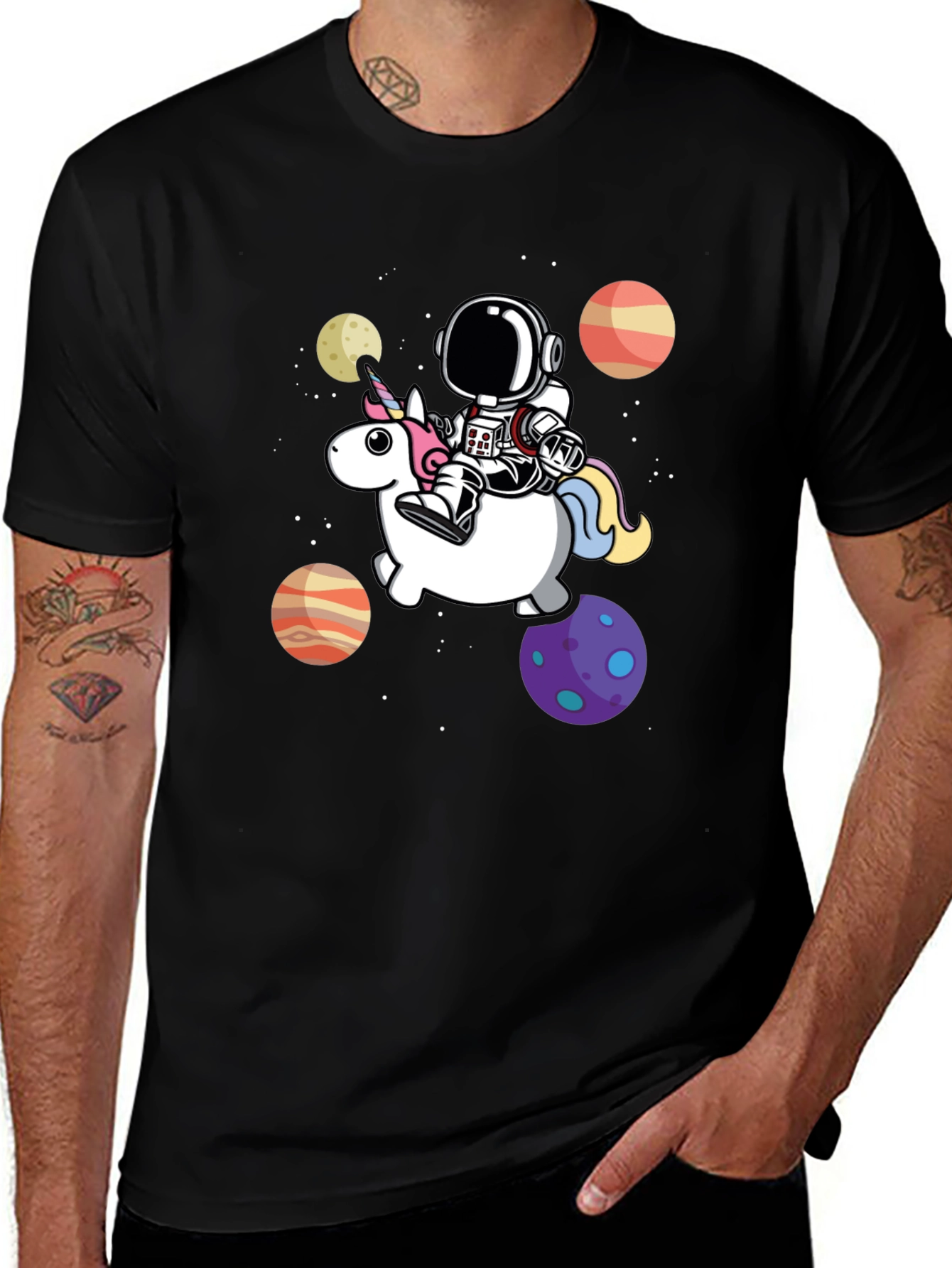 Variant 11 of Astronaut Riding Unicorn Graphic Tee
