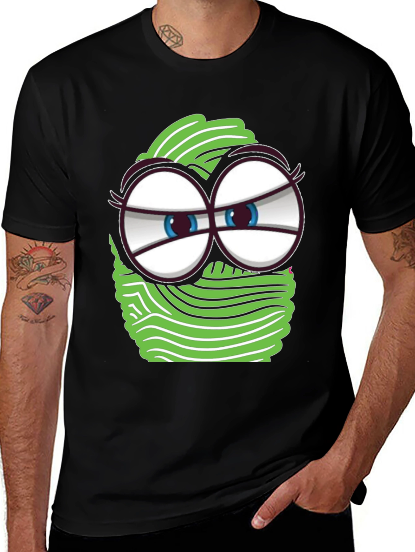 Variant 22 of Funny Cartoon Face Graphic Tee - Black