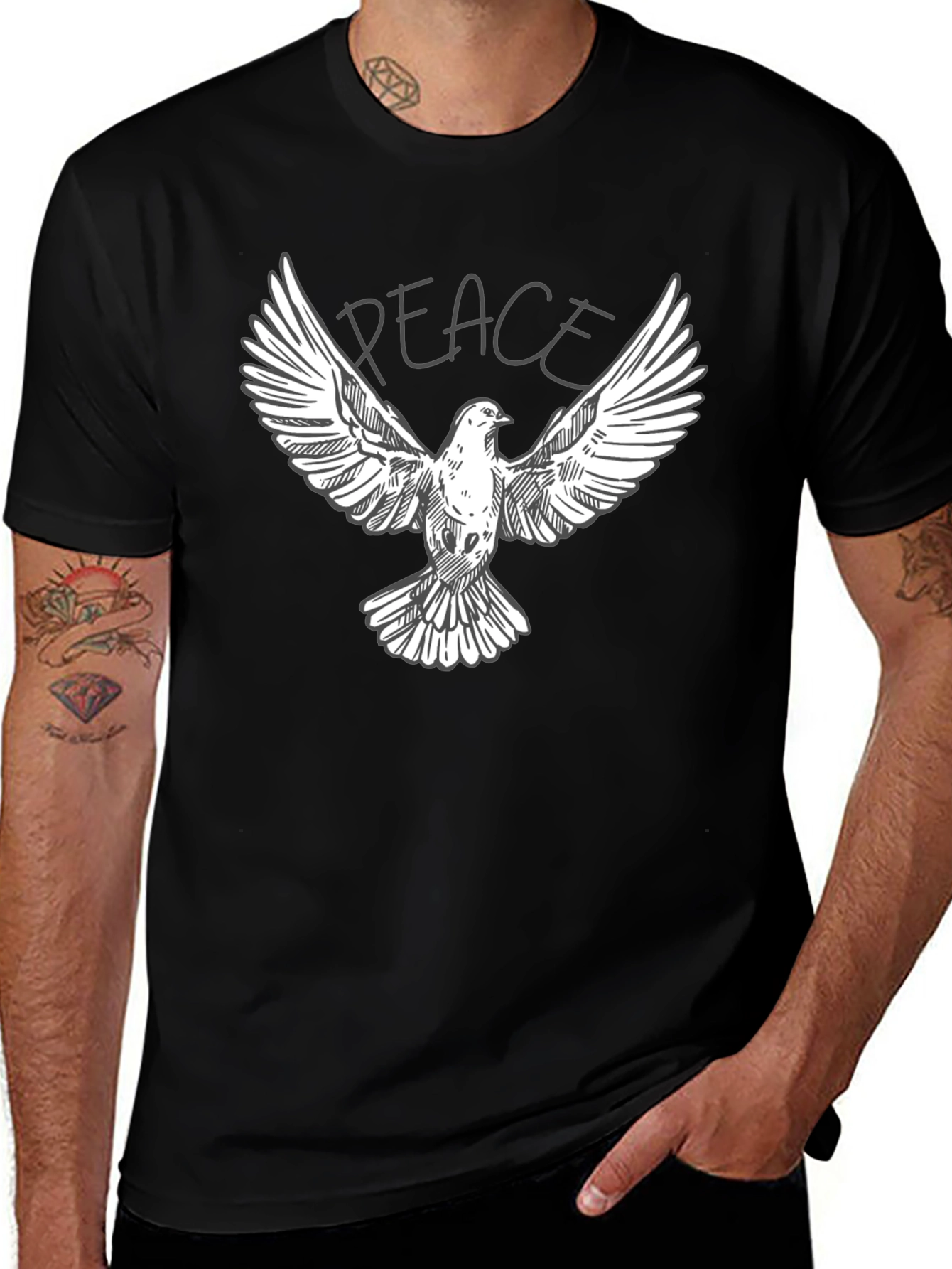 Variant 18 of Peace Dove Graphic T-Shirt - Classic Crew Neck