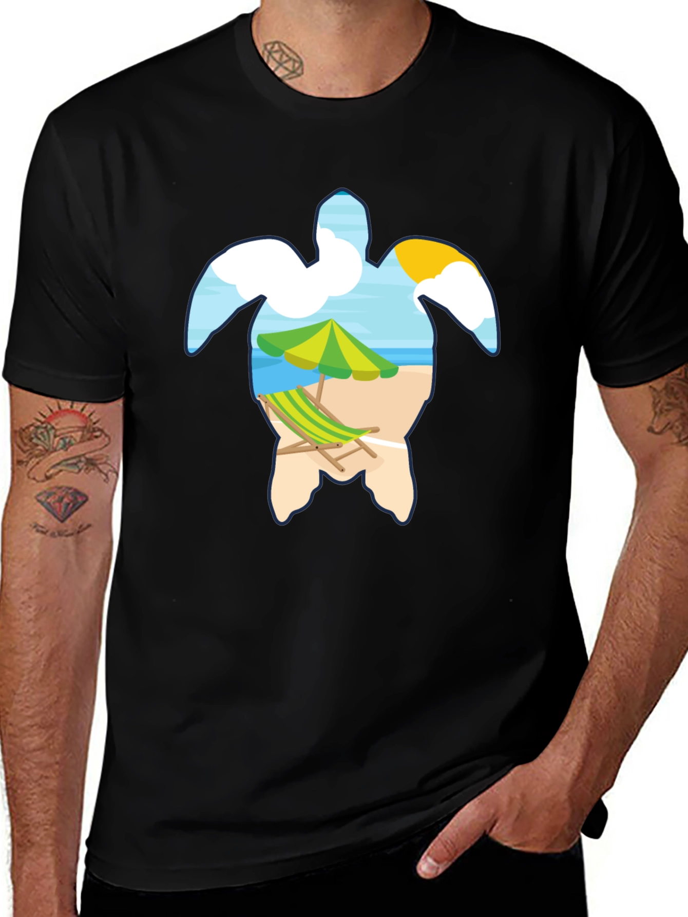 Variant 17 of Beach Turtle Graphic Tee - Summer Style