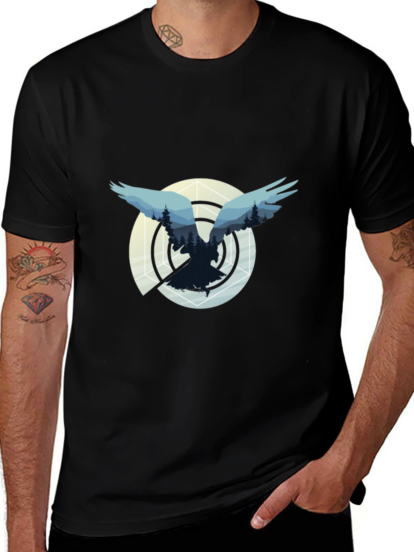 Variant 18 of Graphic Eagle Silhouette Black T-Shirt
