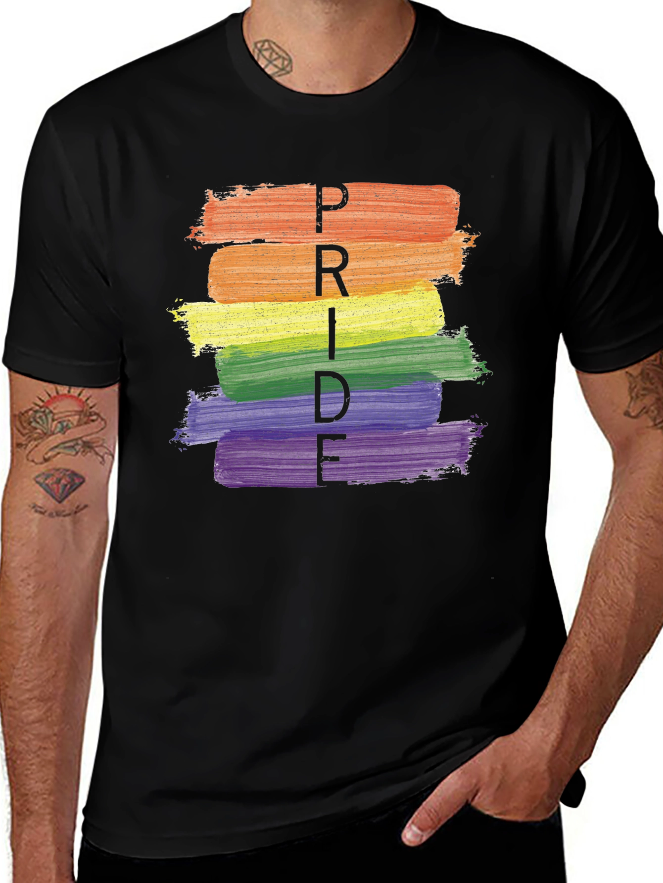 Variant 26 of Pride Rainbow Brushstroke Graphic T-Shirt