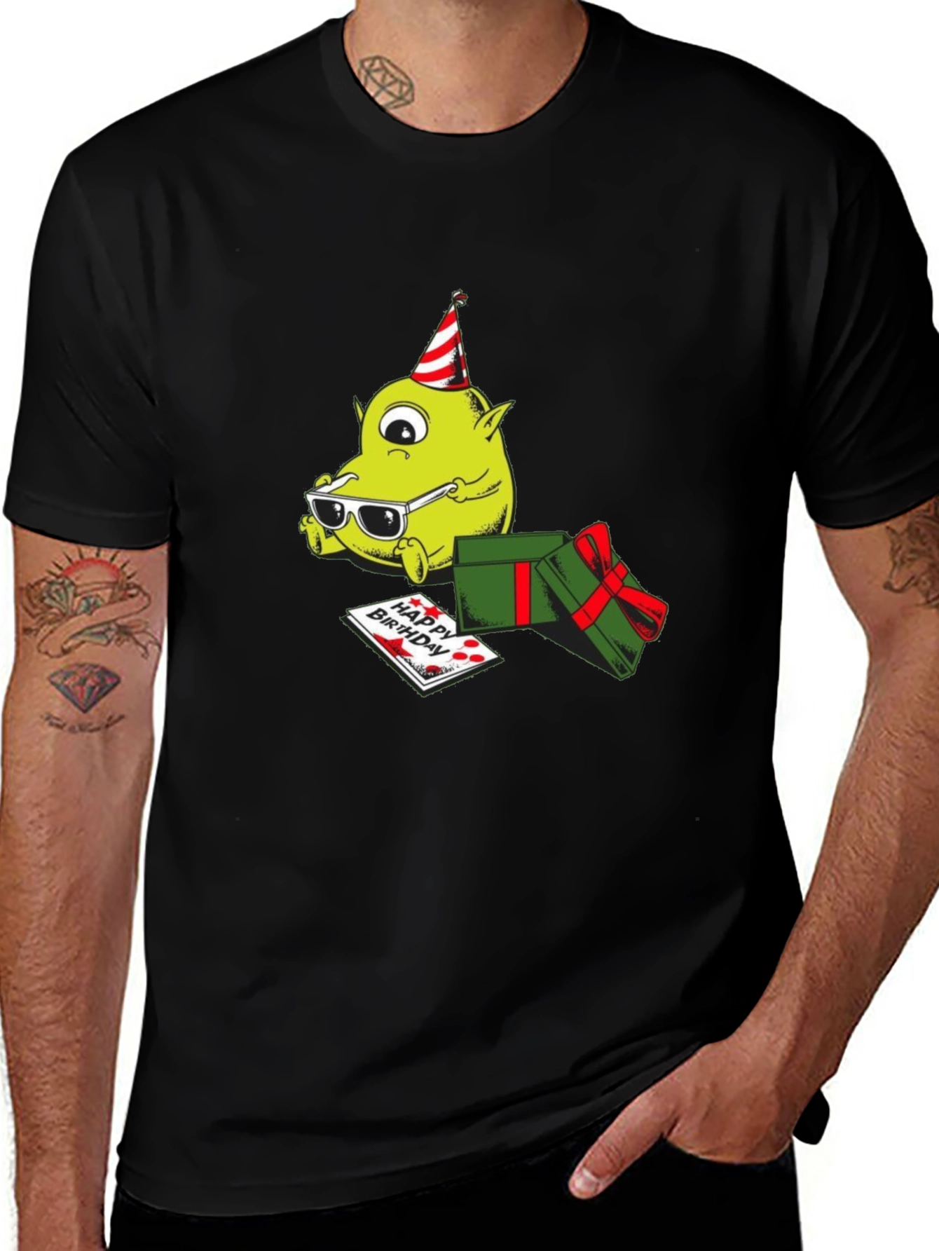 Variant 15 of Cartoon Monster Birthday T-Shirt - Black