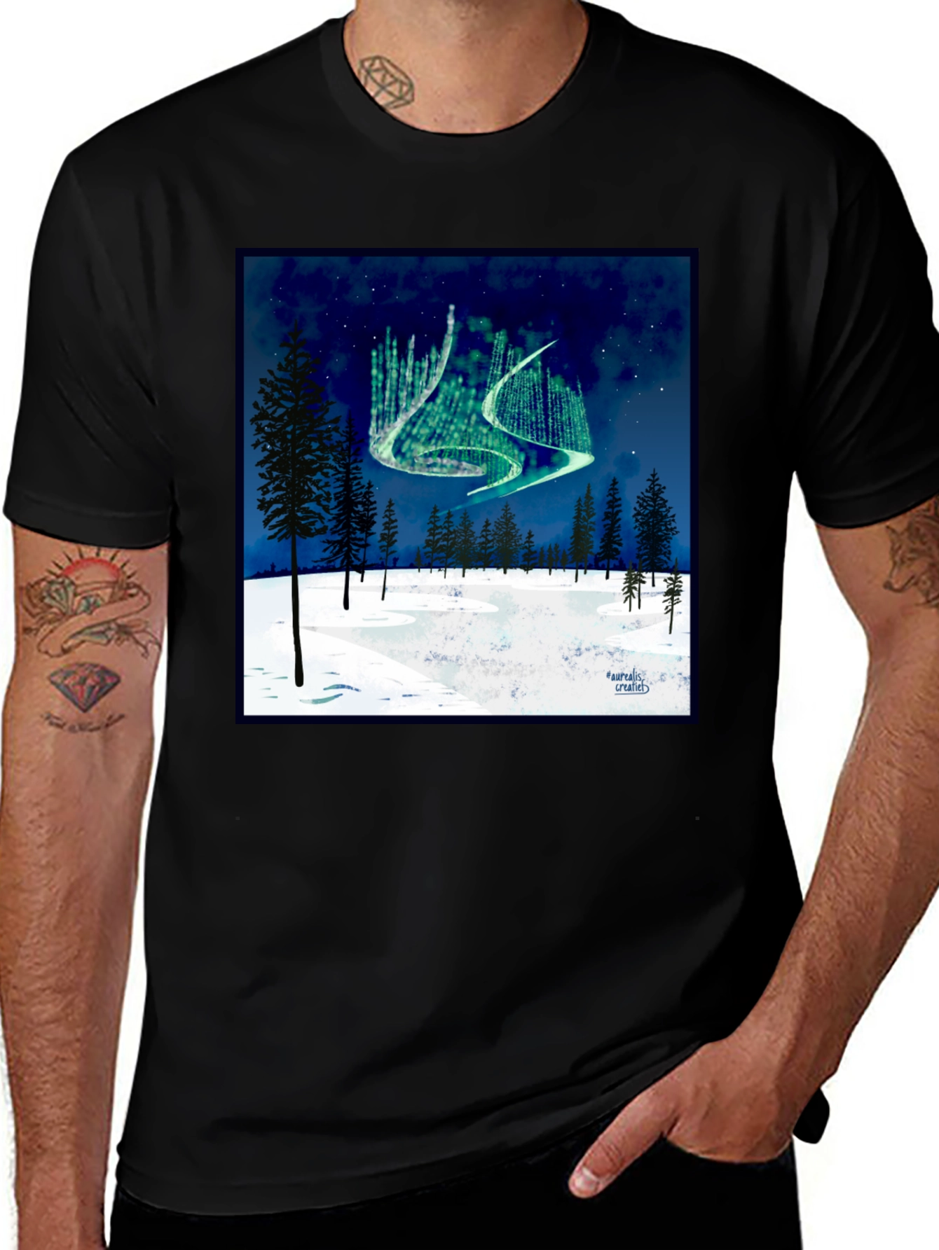 Variant 22 of Northern Lights Graphic Tee - Soft Cotton Blend