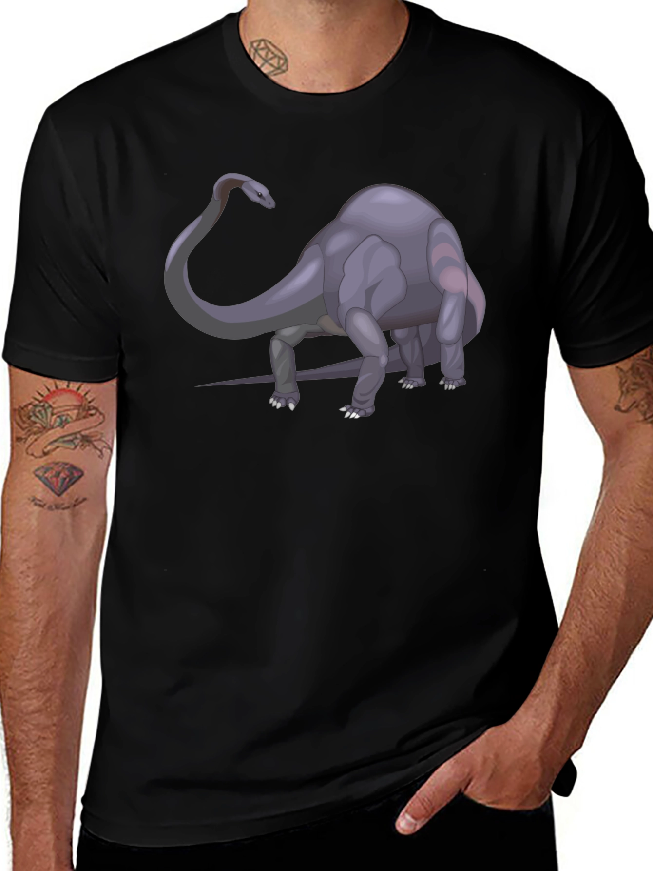 Variant 10 of Dino T-Shirt - Black Cotton Graphic Tee
